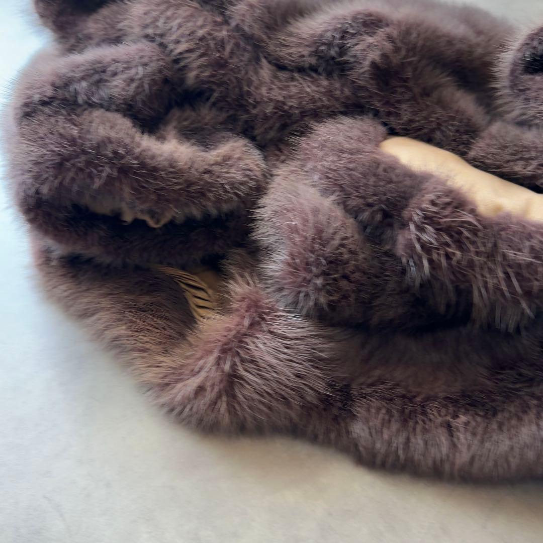 ミンク ファーコート クロップド 毛皮 リアルファー 11号 L