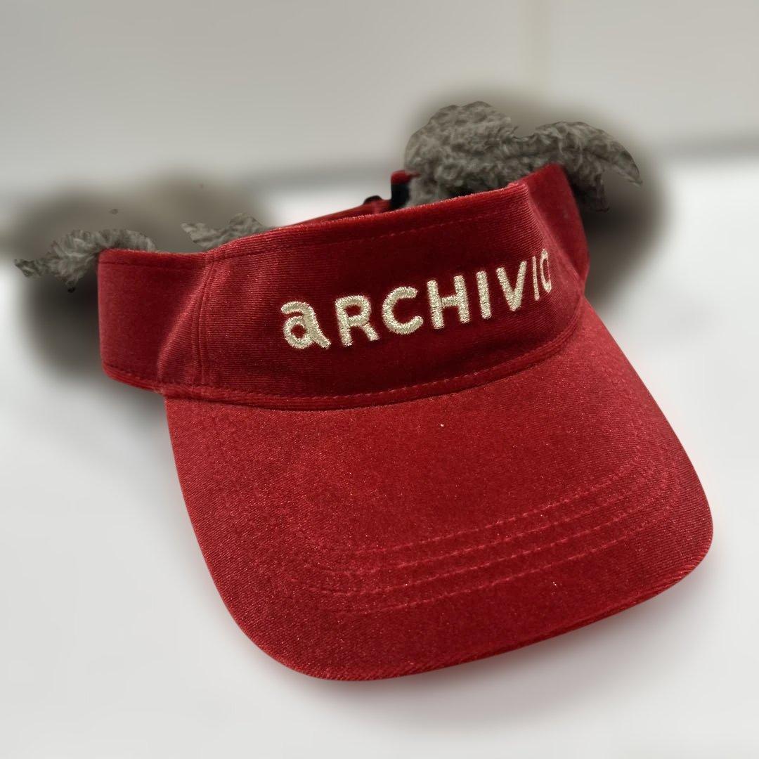 新品❤️ARCHIVIO 赤 ベロア バイザー ファー付き