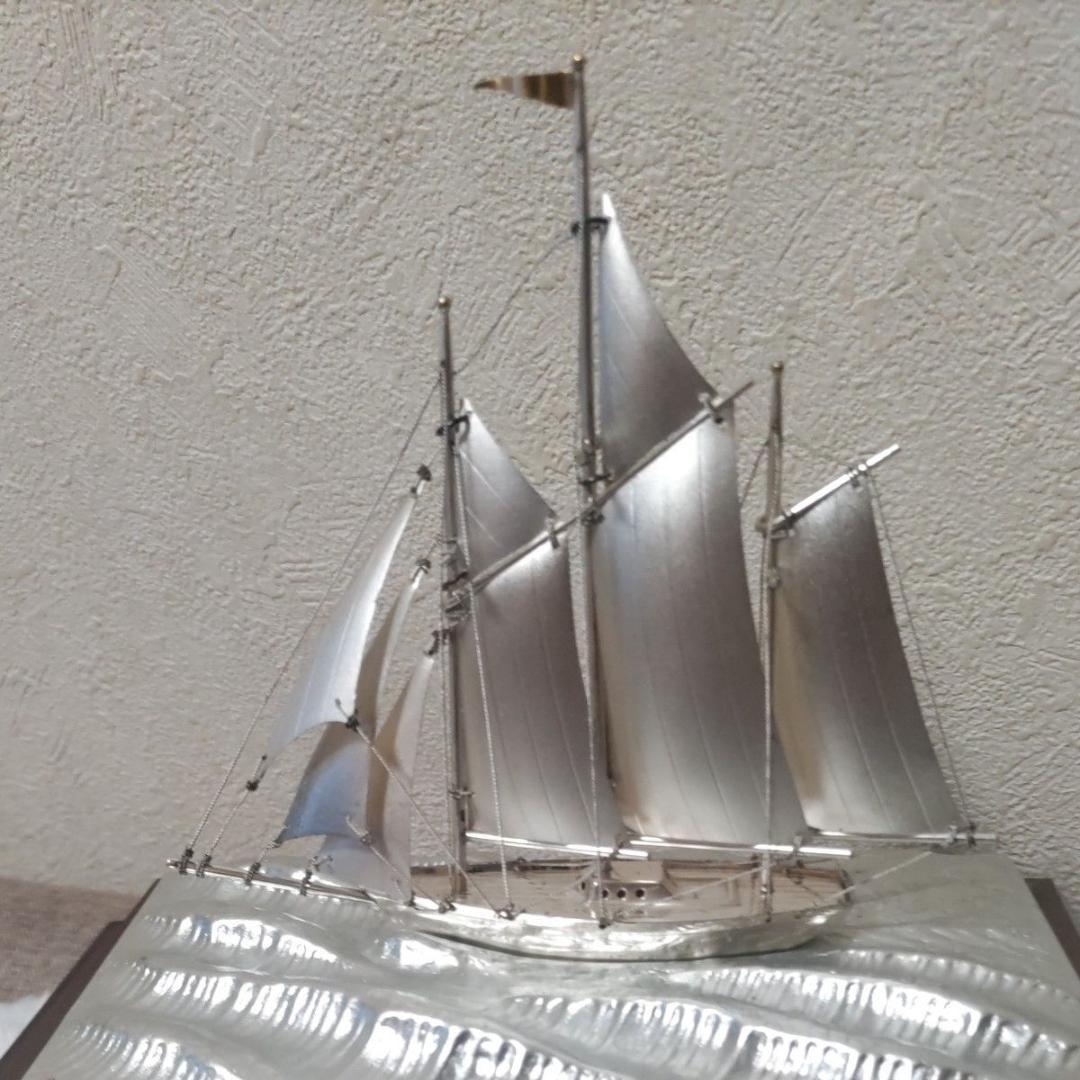 天下一ハレルヤ　純銀　帆船模型 置物 インテリア シルバーカラー