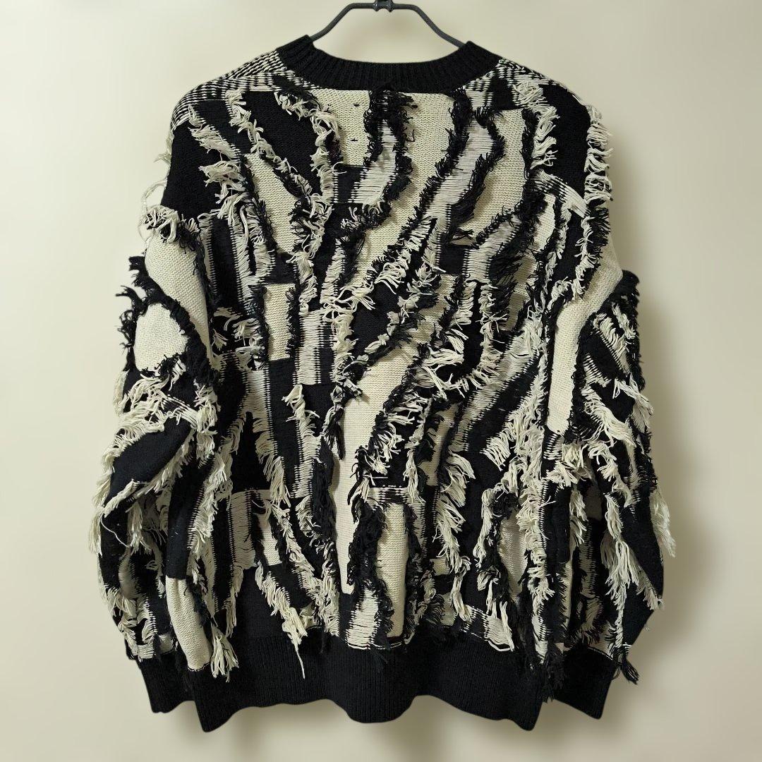 美品✨MAISON SPECIAL★オーバーサイズ/フリンジ/立体ゼブラ/ニット