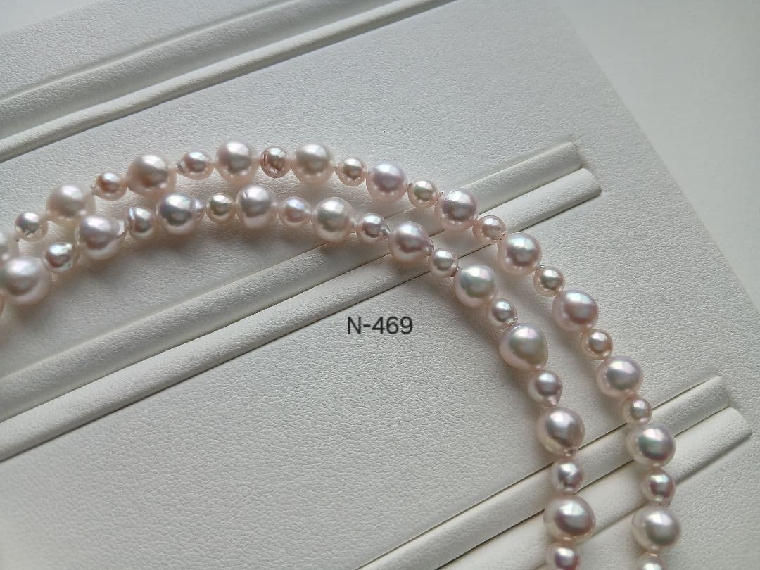 N469アコヤ真珠マルチカラーセミロングネックレス4.0～7.0㎜ 本真珠あこや