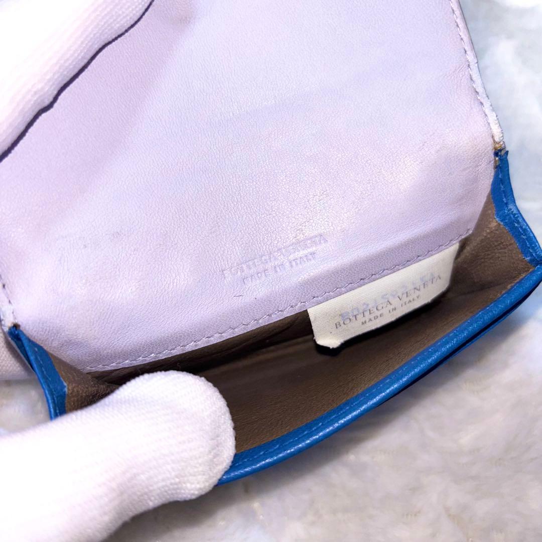 【レア✨】BOTTEGA VENETA イントレチャート 名刺入れ ブルー 青