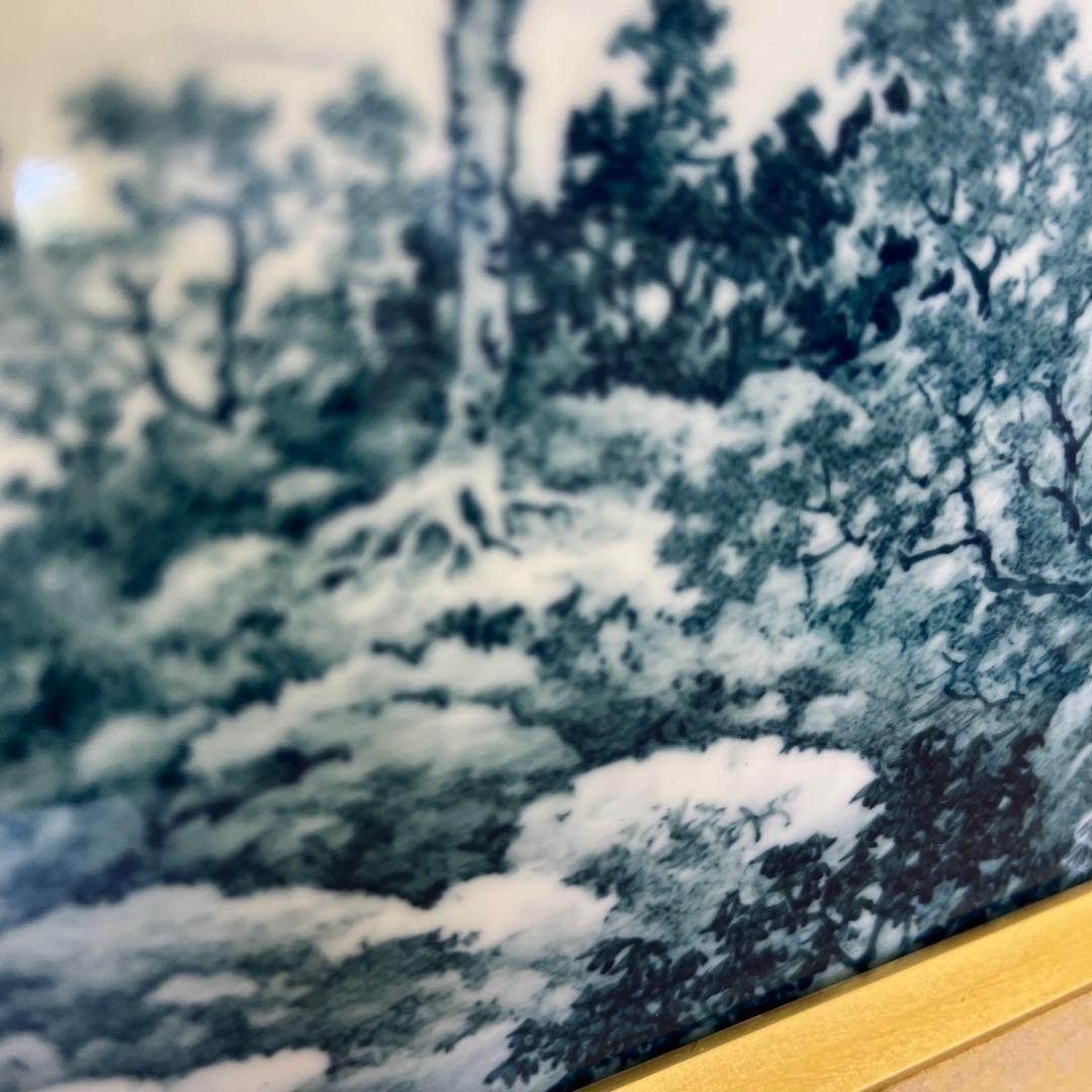 【秀水図】大型陶板額　宝寿窯　陶板額　有田焼　昭和　レトロ