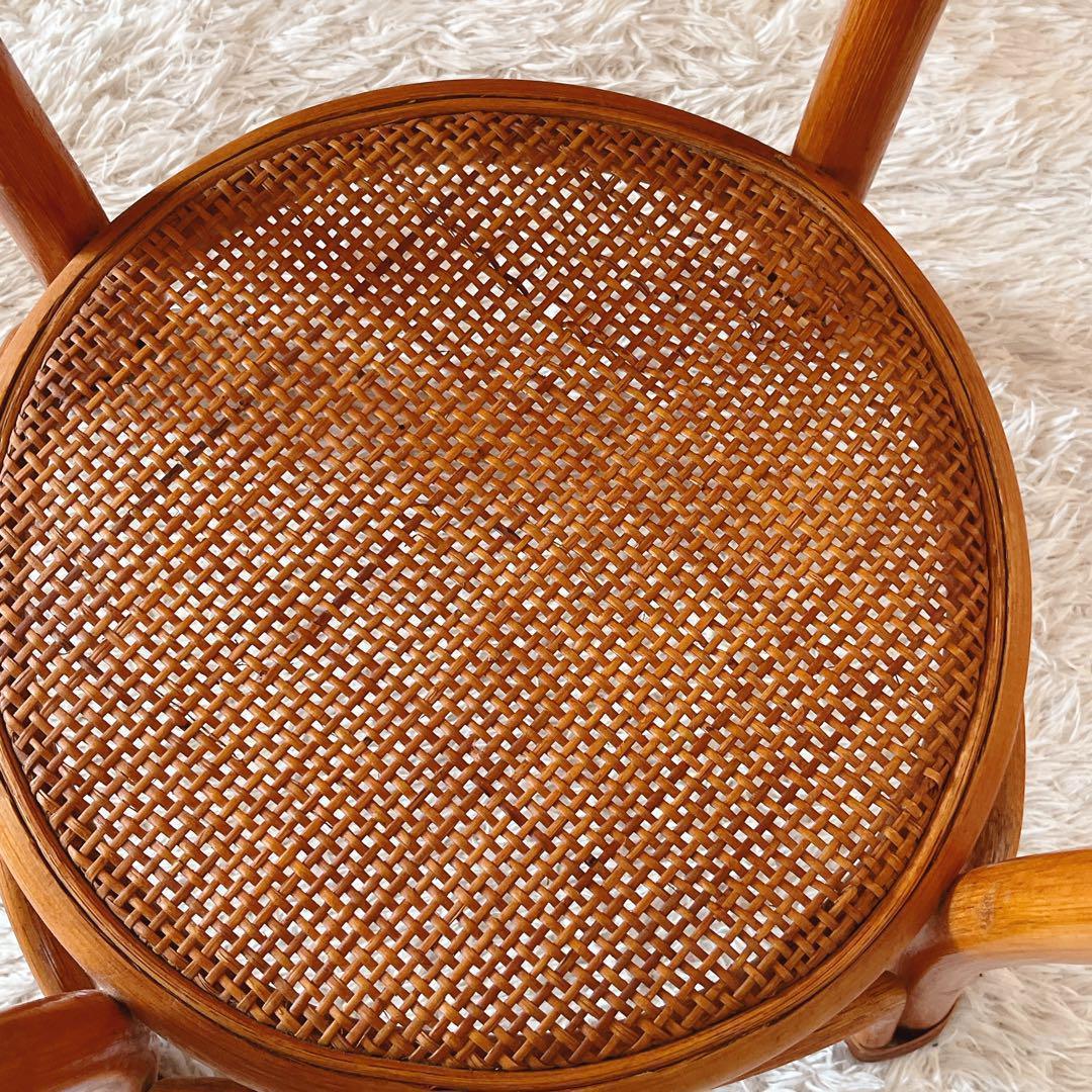 so様リクエスト品】籐 ラタン 丸テーブル　ガラス天板 昭和 レトロ 80年代