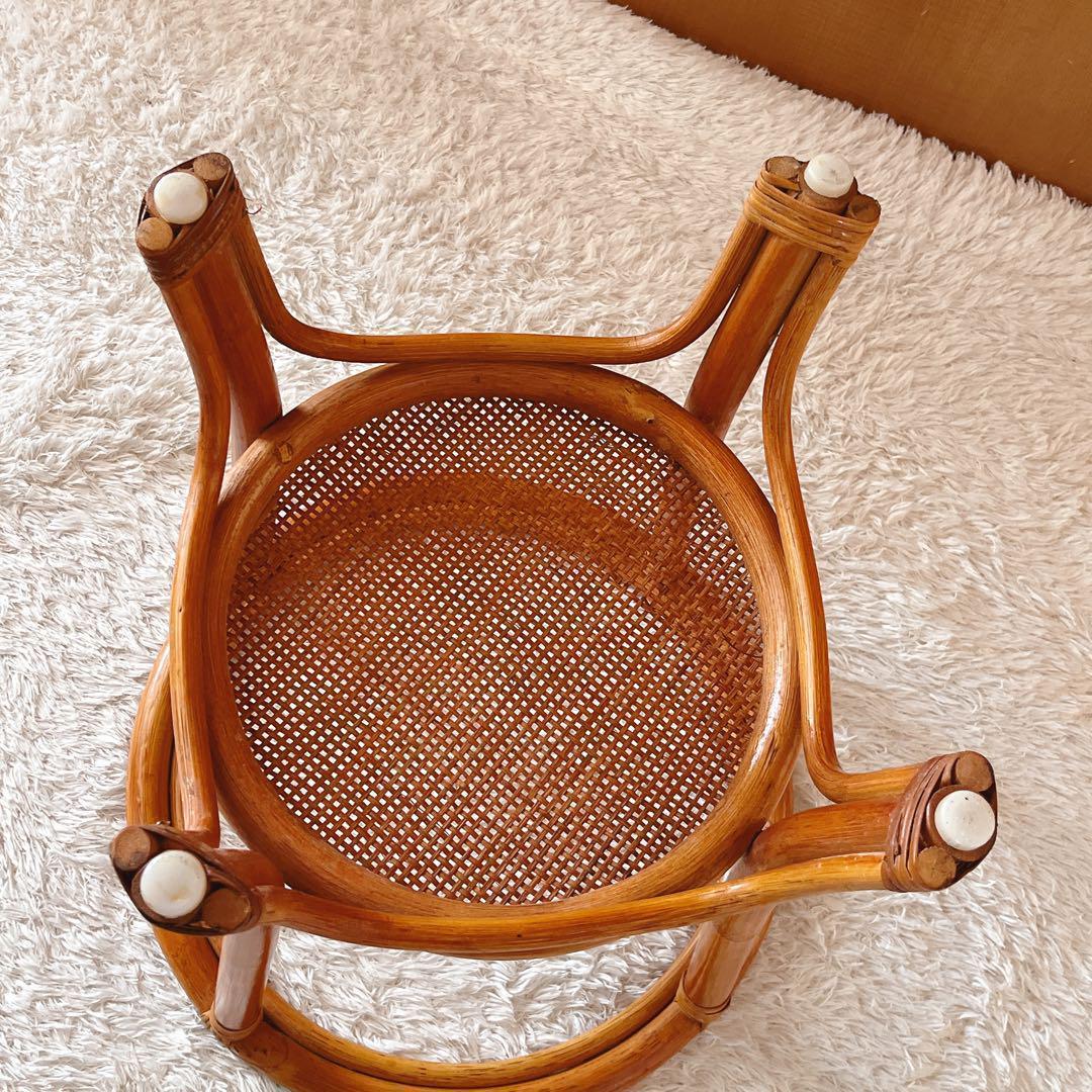 so様リクエスト品】籐 ラタン 丸テーブル　ガラス天板 昭和 レトロ 80年代