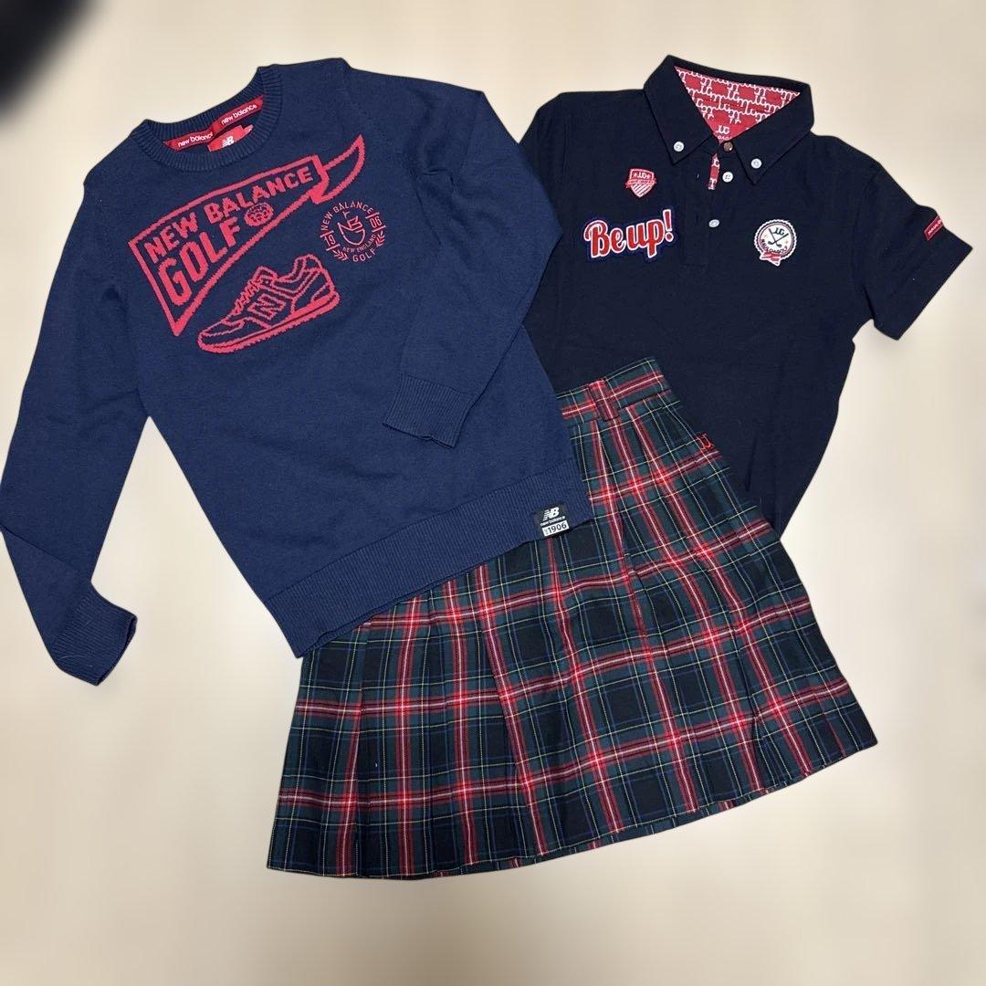 ゴルフウェア3点セット セーター　ポロシャツ　スカート　New Balance