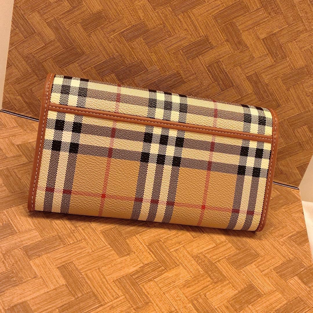 【未使用】バーバリー チェックコンチネンタルウォレット アーカイブベージュ