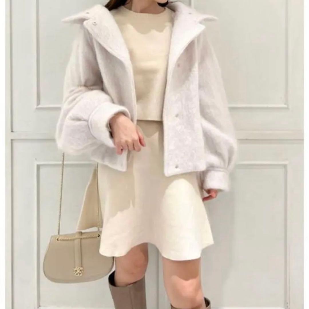 《週末限定お値下げ》【SNIDEL】シャギーミドルブルゾン アイボリー