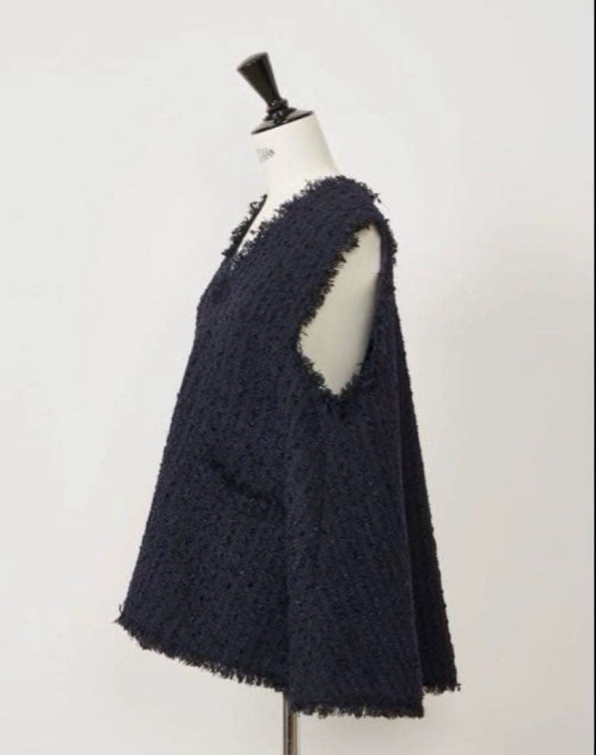 トップス HEVE Tweed Gilet Navy