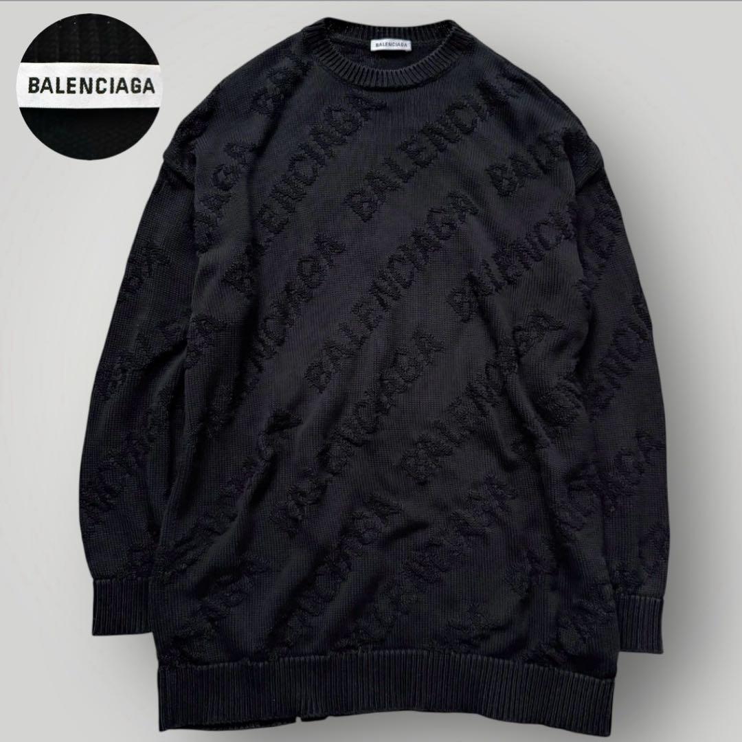 BALENCIAGA バレンシアガ 19AW ロゴジャガードプルオーバーニット