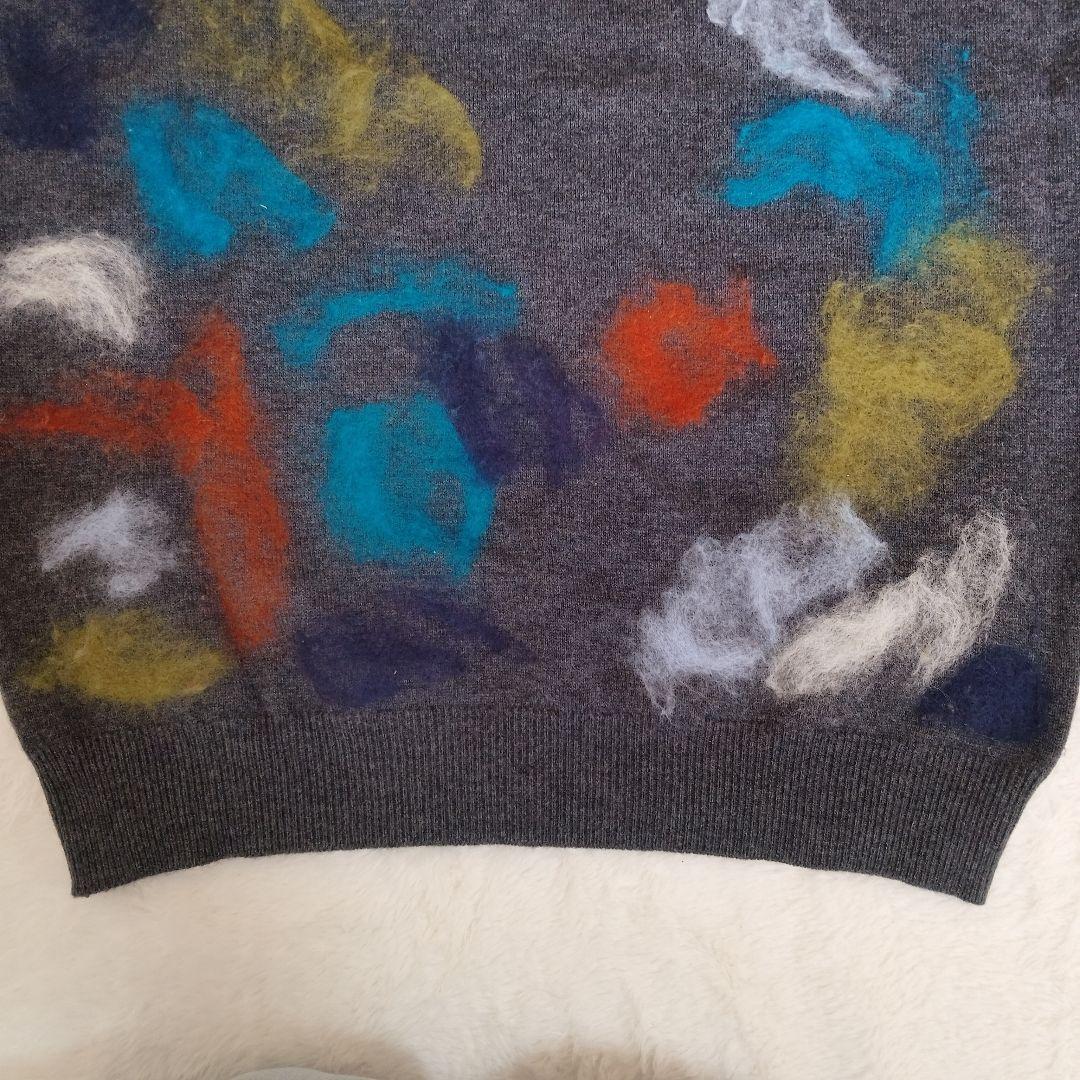 ETRO エトロ　ウールニット　水彩画模様　総柄　イタリア製　グレー　L