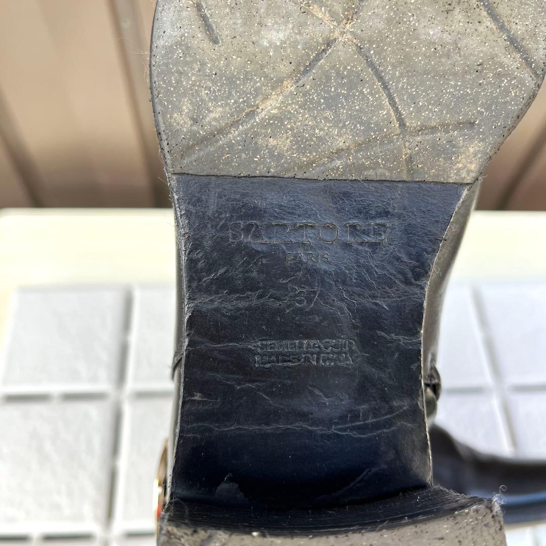 37 SARTORE ショートブーツ　ブーティ　黒　レザー　ファスナー　24