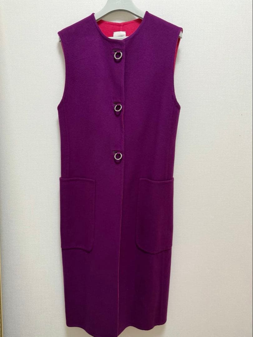 レア✨️HERMES カシミヤ ダブルフェイス ロング ジレ コート 36