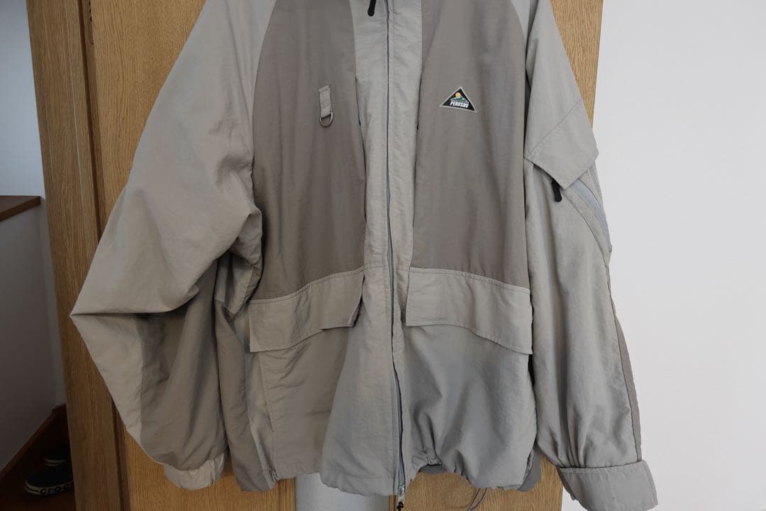 Perushu ナイロンジャケット セットアップ ライトグレー Lサイズ