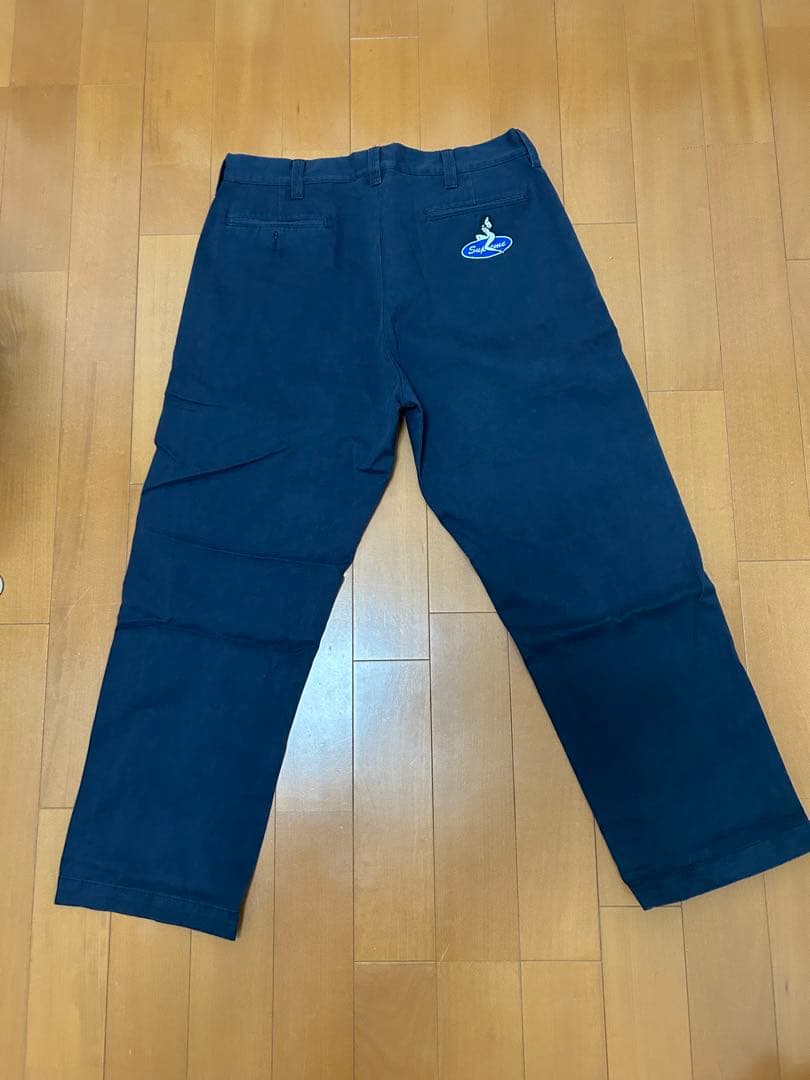 Supreme チノパン 34 刺繍 ネイビー シュプリーム ボトムス