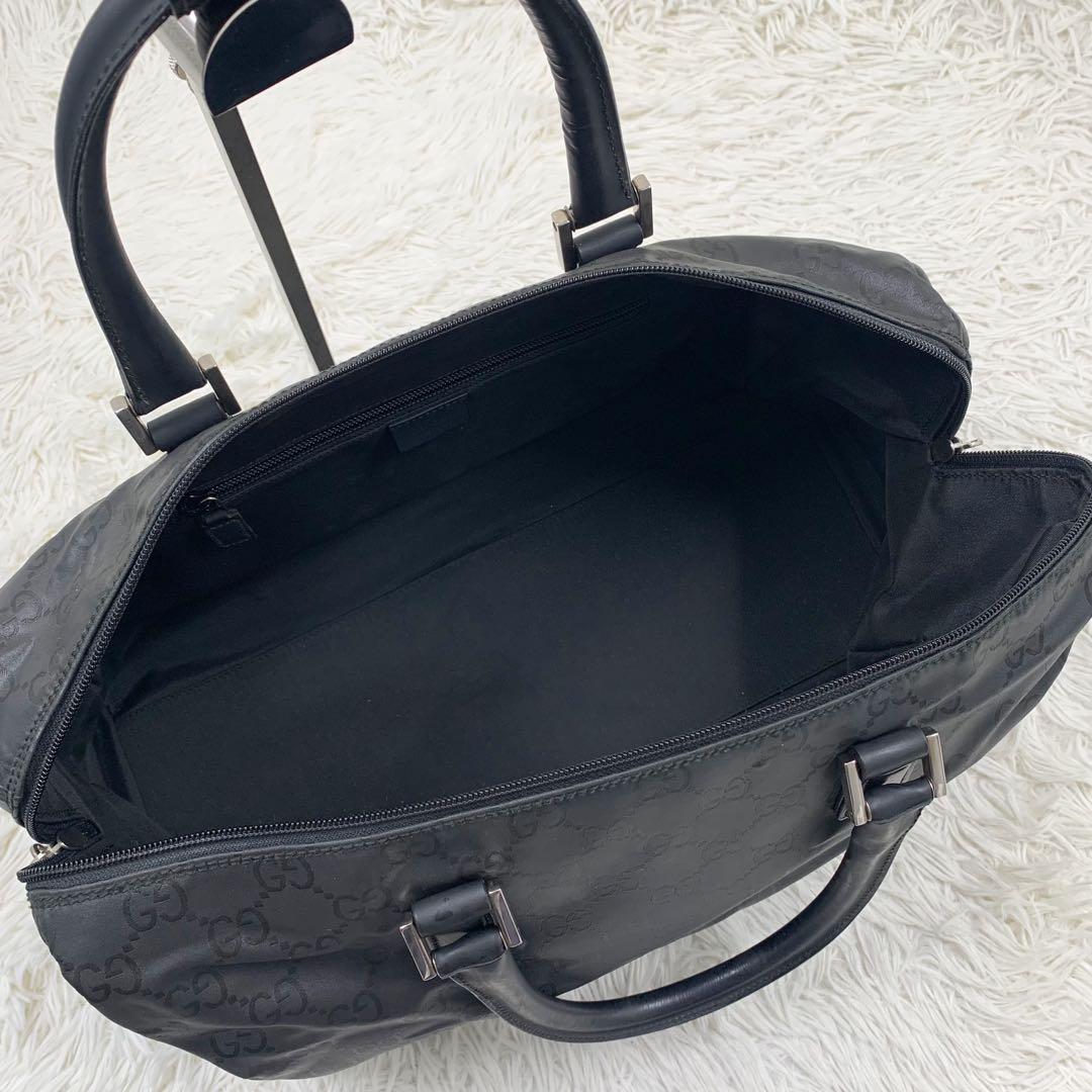 【✨美品✨】 グッチ GG柄 ナイロン レザー ボストンバッグ ブラック