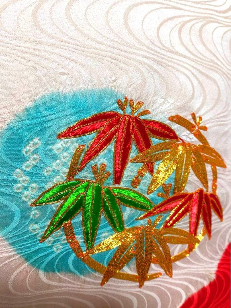 □ 正絹女児用　お宮参り　掛け着　初着　七五三　アンティーク　可愛い花柄刺繍