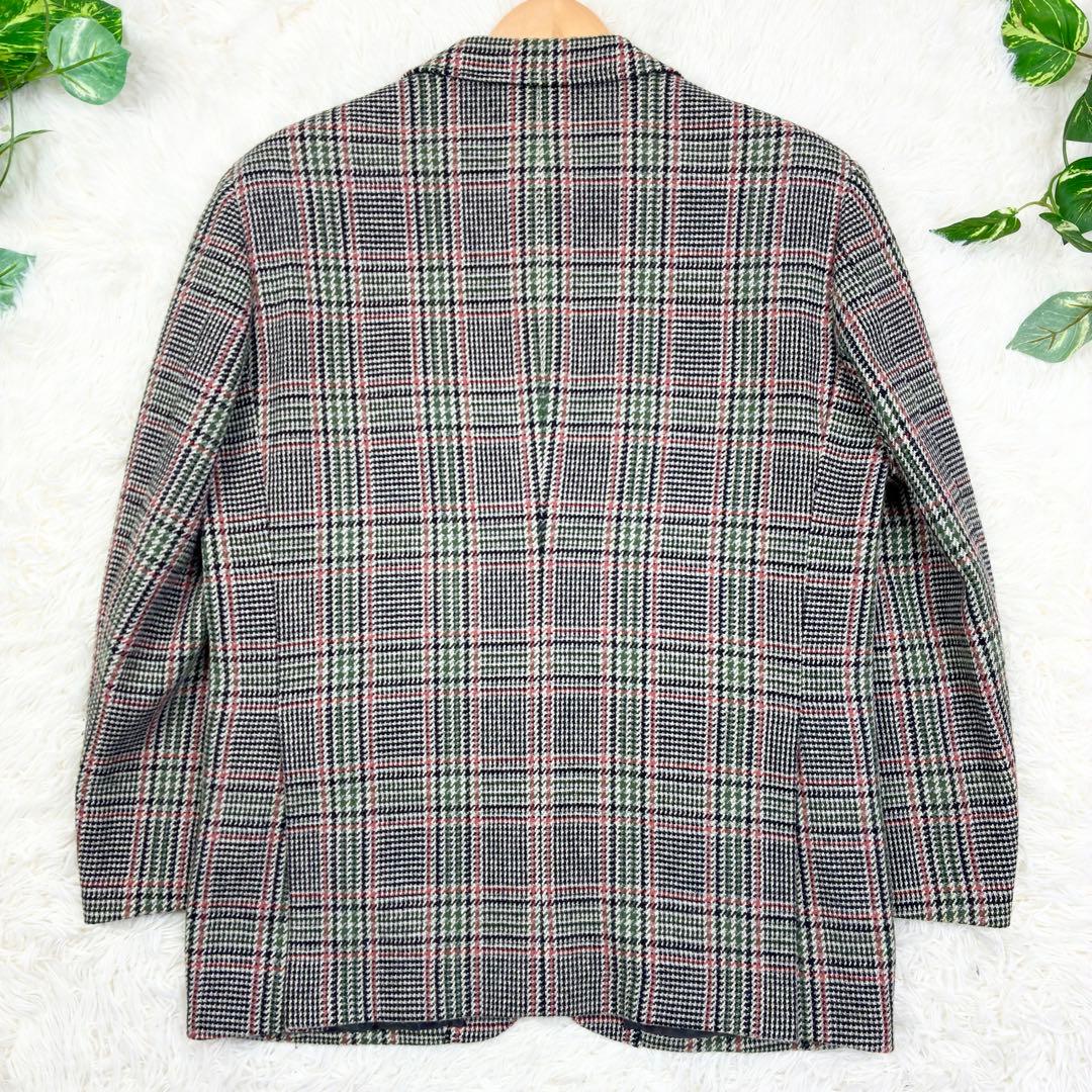 美品　ジーステージ　ツイード　アンゴラ混　グレンチェック　テーラードジャケットM
