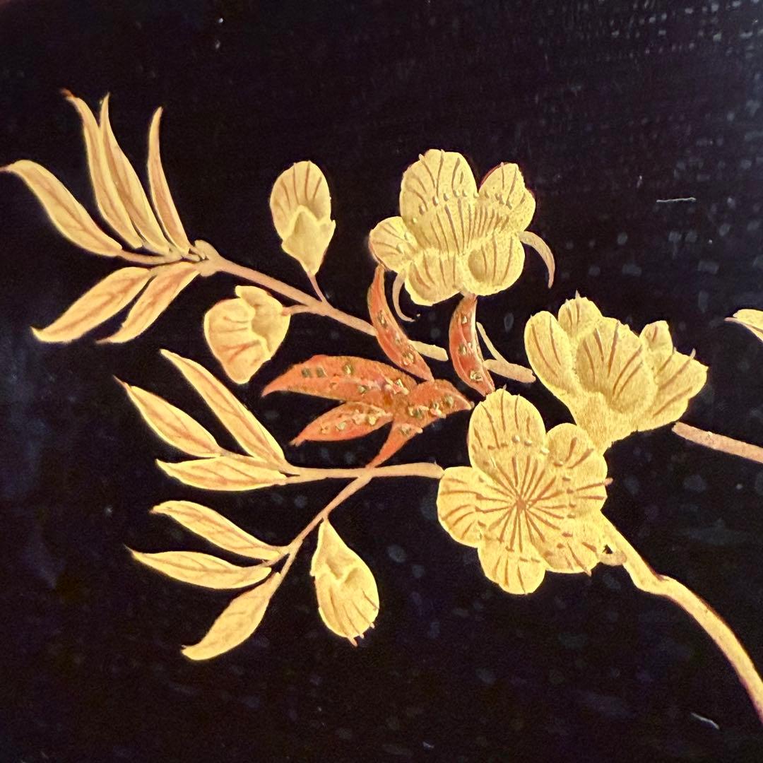 2201様感謝‼️JAPAN研ぎ出し高蒔蒔絵四君子華づくし五段重箱二枚蓋真塗桐箱入