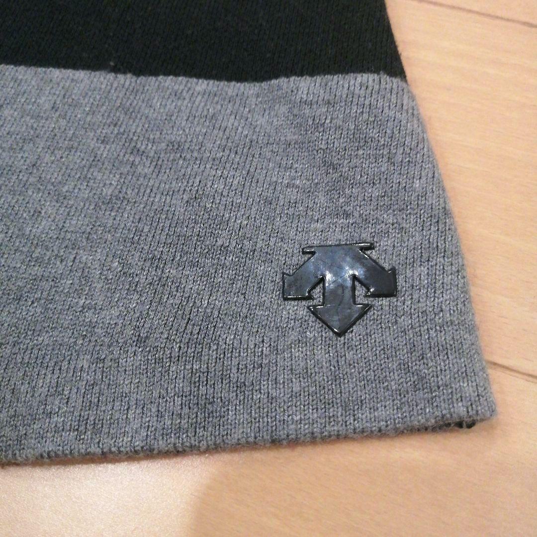 デサントゴルフ モックネック チェック柄ニット スカート セットアップ グレー