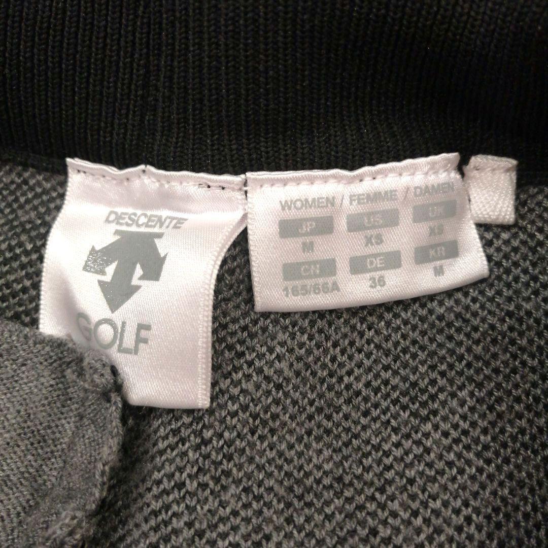 デサントゴルフ モックネック チェック柄ニット スカート セットアップ グレー