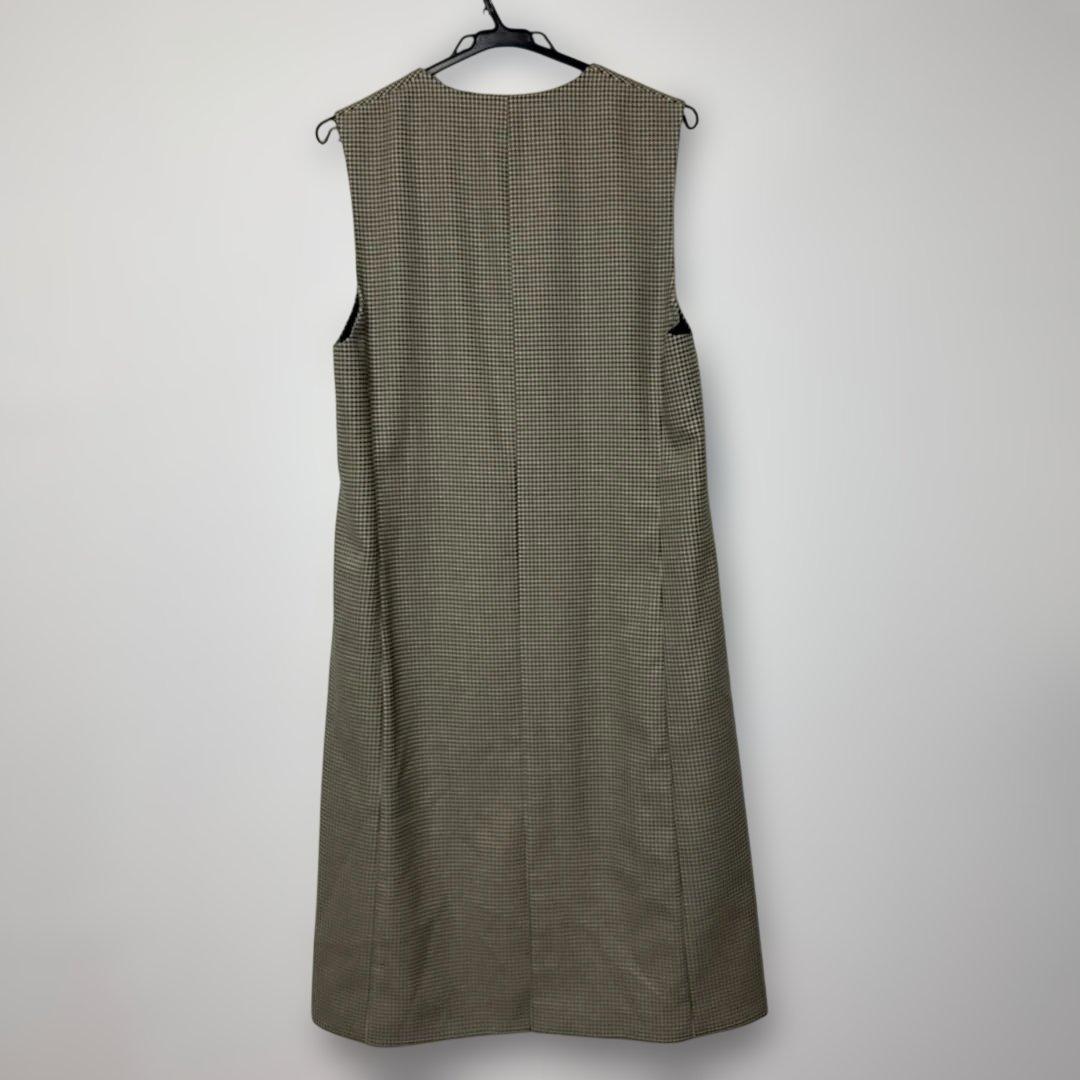 【美品】23区 ガンクラブチェック ロング ジレ モノトーンチェック38