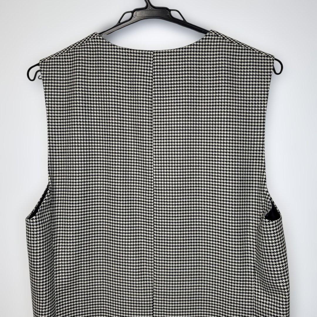 【美品】23区 ガンクラブチェック ロング ジレ モノトーンチェック38