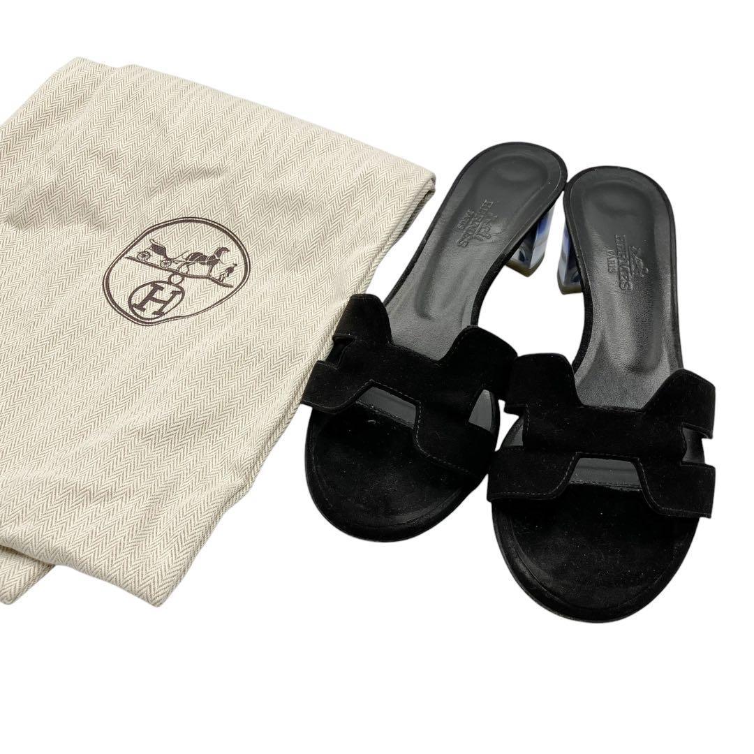 美品✨ エルメス サンダル オアジス クリアヒール ブラック