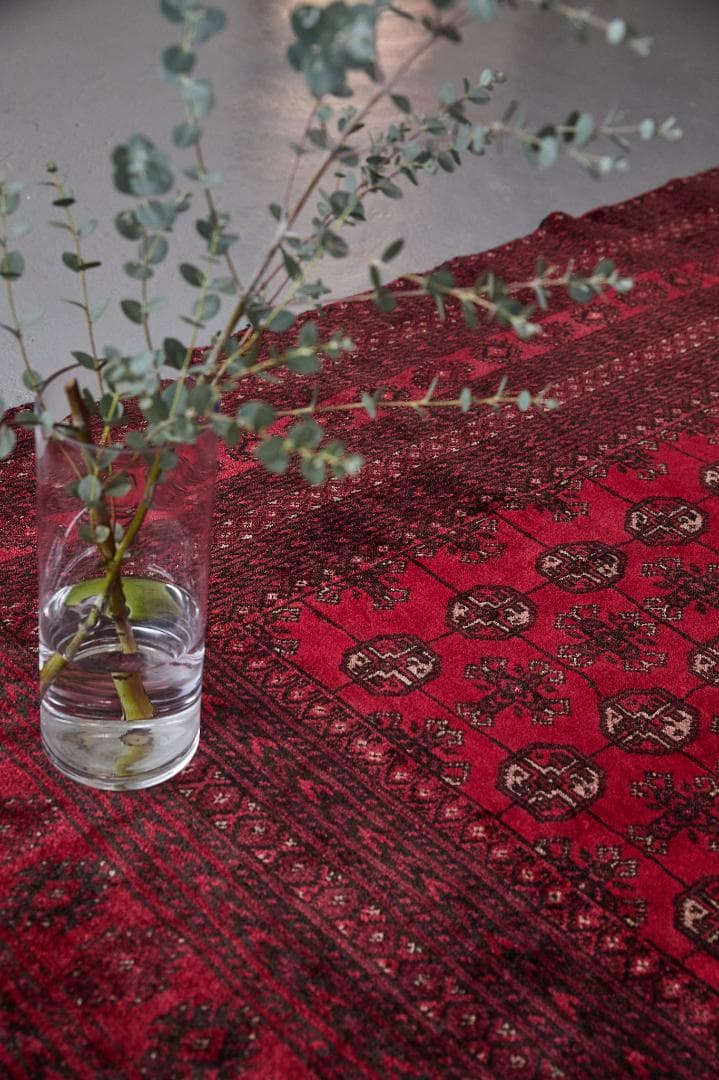 大型ヴィンテージラグ　トライバルラグ　トルクメン族（287×200cm）赤　黒