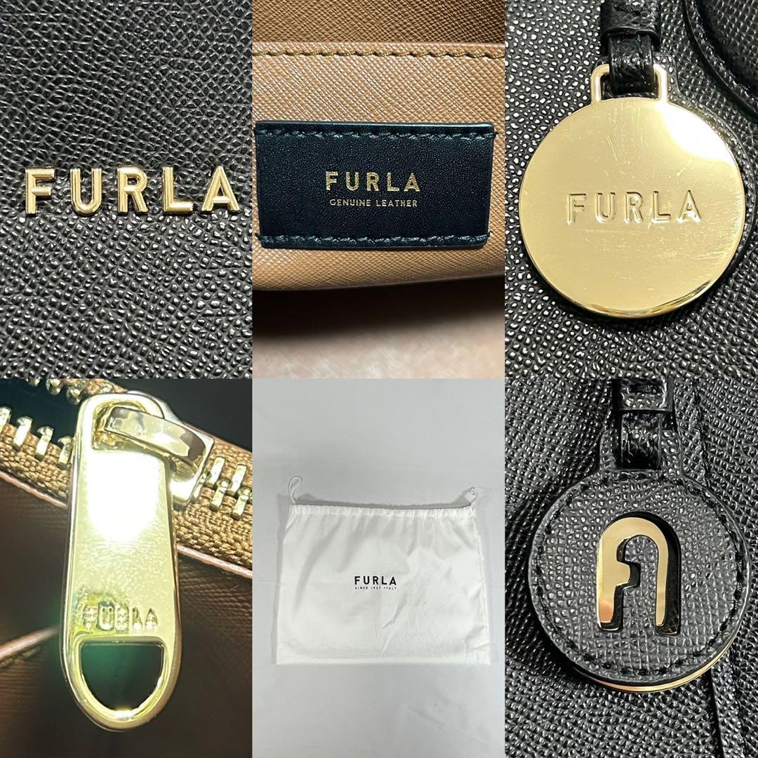 【未使用級/保存袋付】フルラ ヴィットリア トートバッグ レザー チャーム 黒