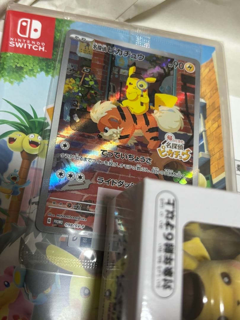 Switchソフト 帰ってきた名探偵ピカチュウ 未開封プロモカード フィギュア付