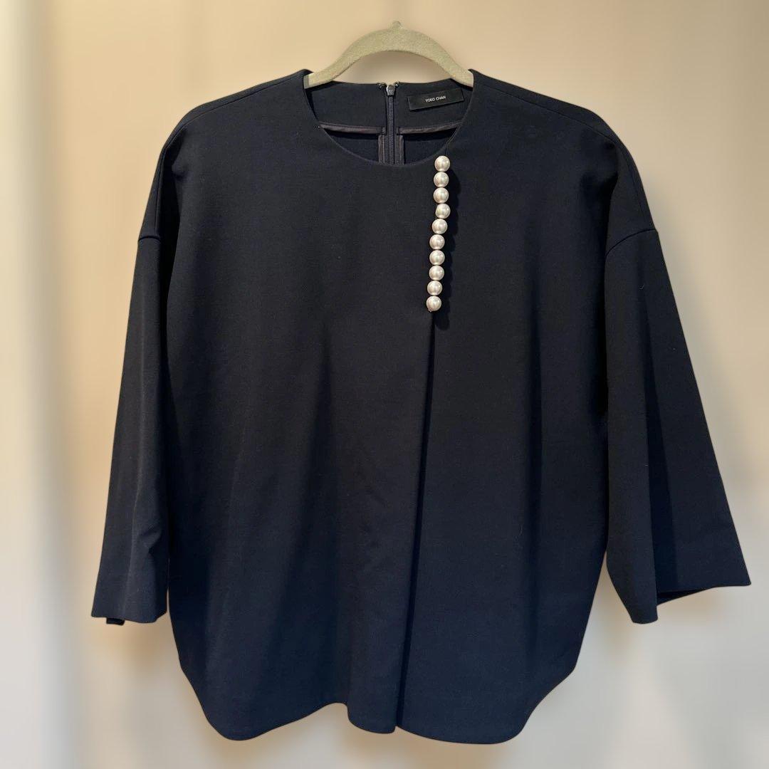 未使用　ヨーコチャン　パール　トップス　ネイビー　サイズ40