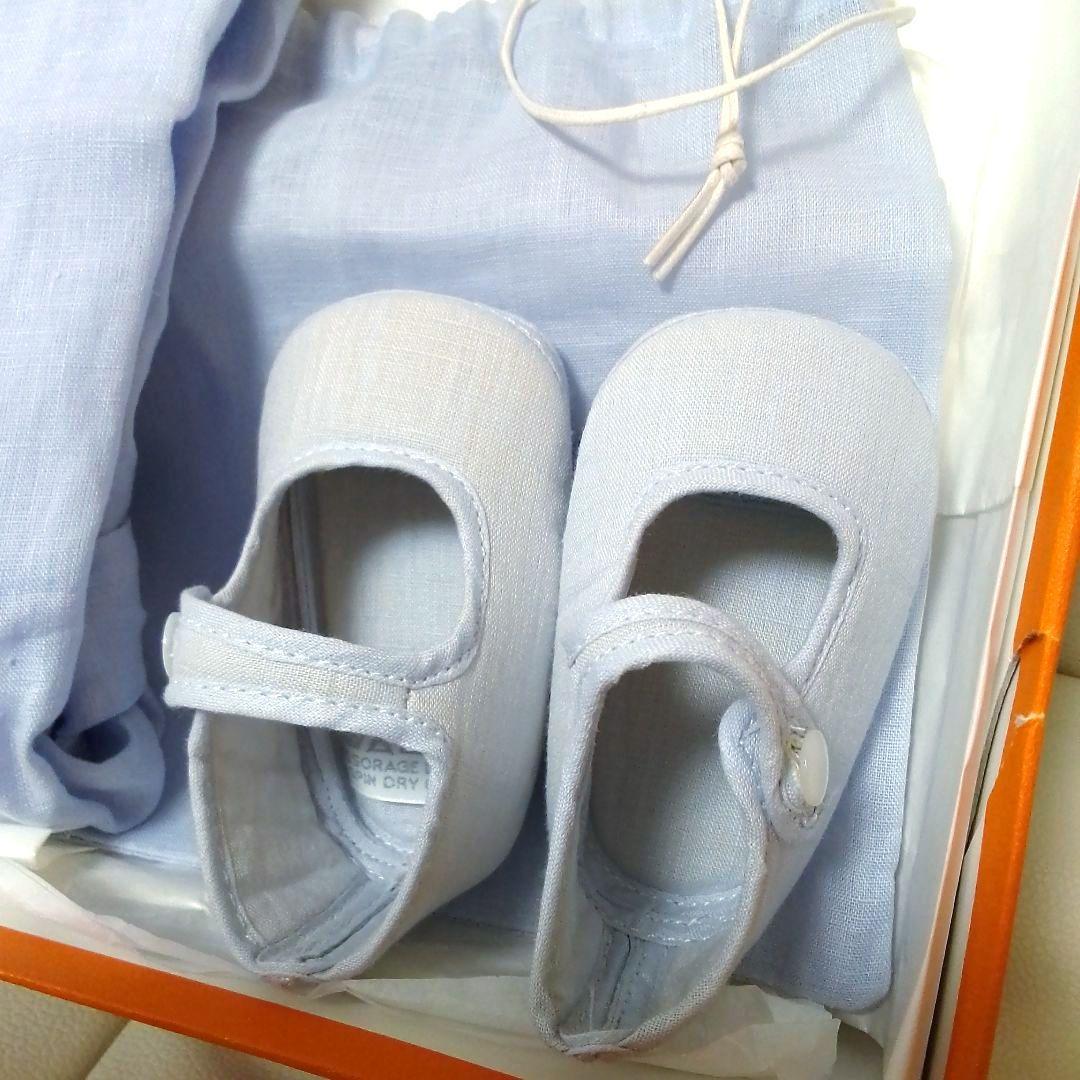 HERMES　エルメス　ベビーシューズ　ブルー　水色　 アダダ　出産祝い　ギフト