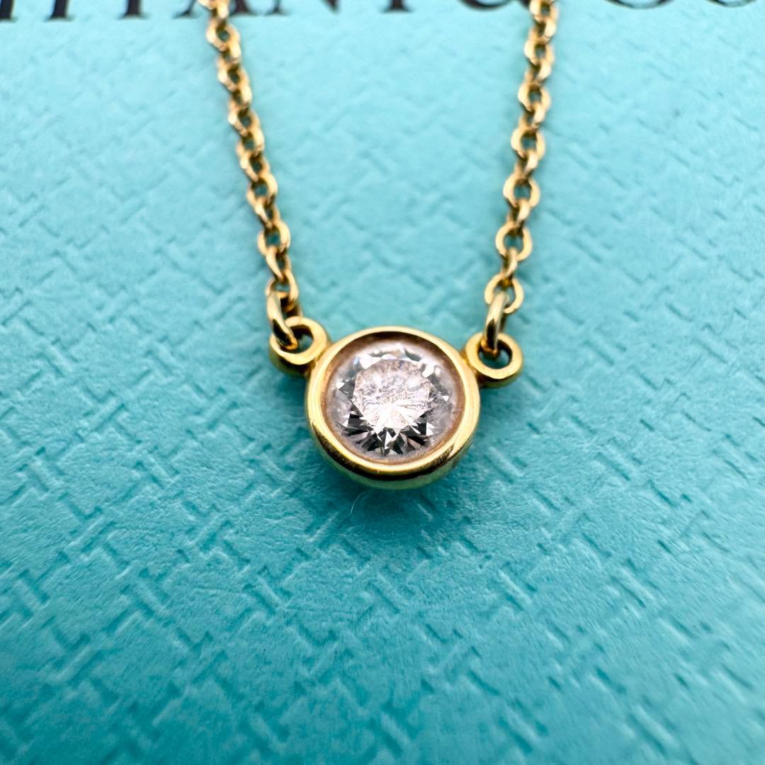 美品 ティファニー バイザヤード ネックレス0.12ct ゴールド Au750