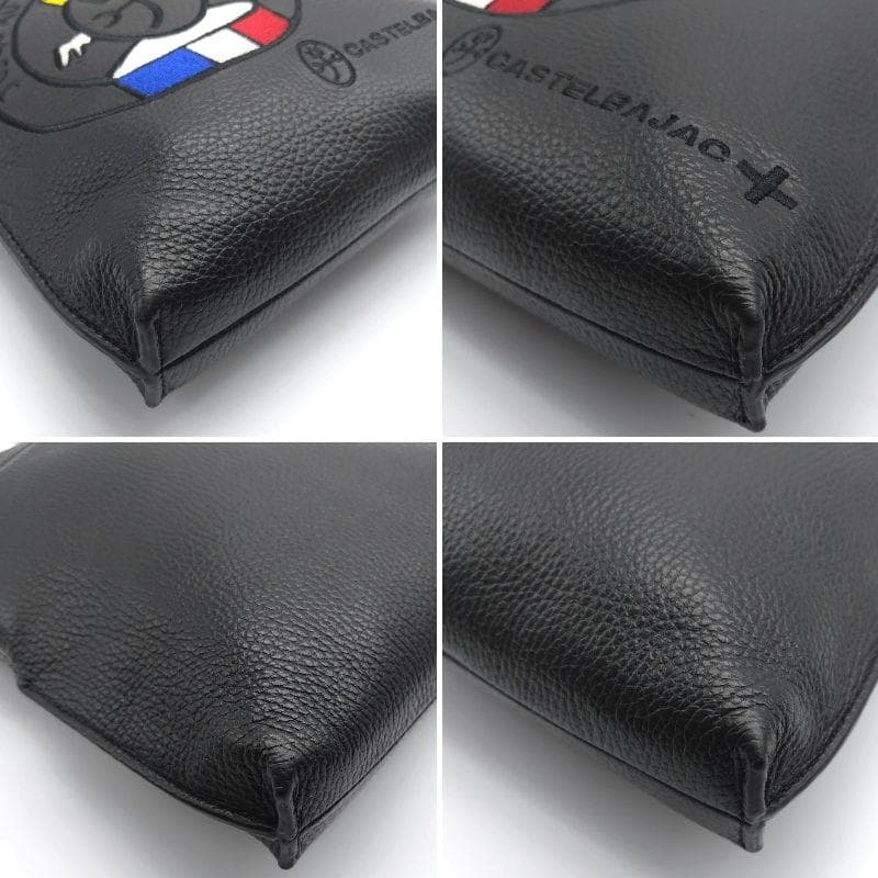 現行 極美品 カステルバジャック ショルダーバッグ LINK レザー ブラック
