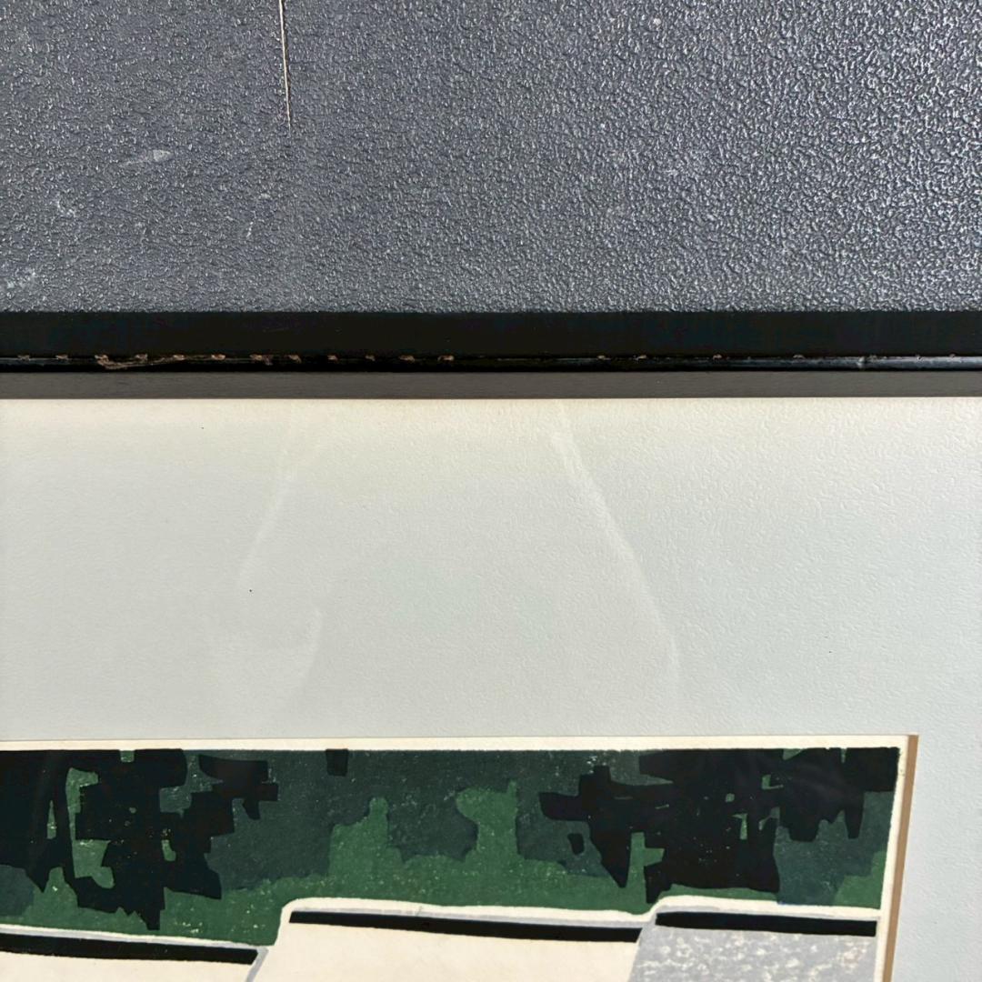 クリフトン・カーフ「雪の屋根」木版画 直筆サイン入 1982年 京都 人気作家