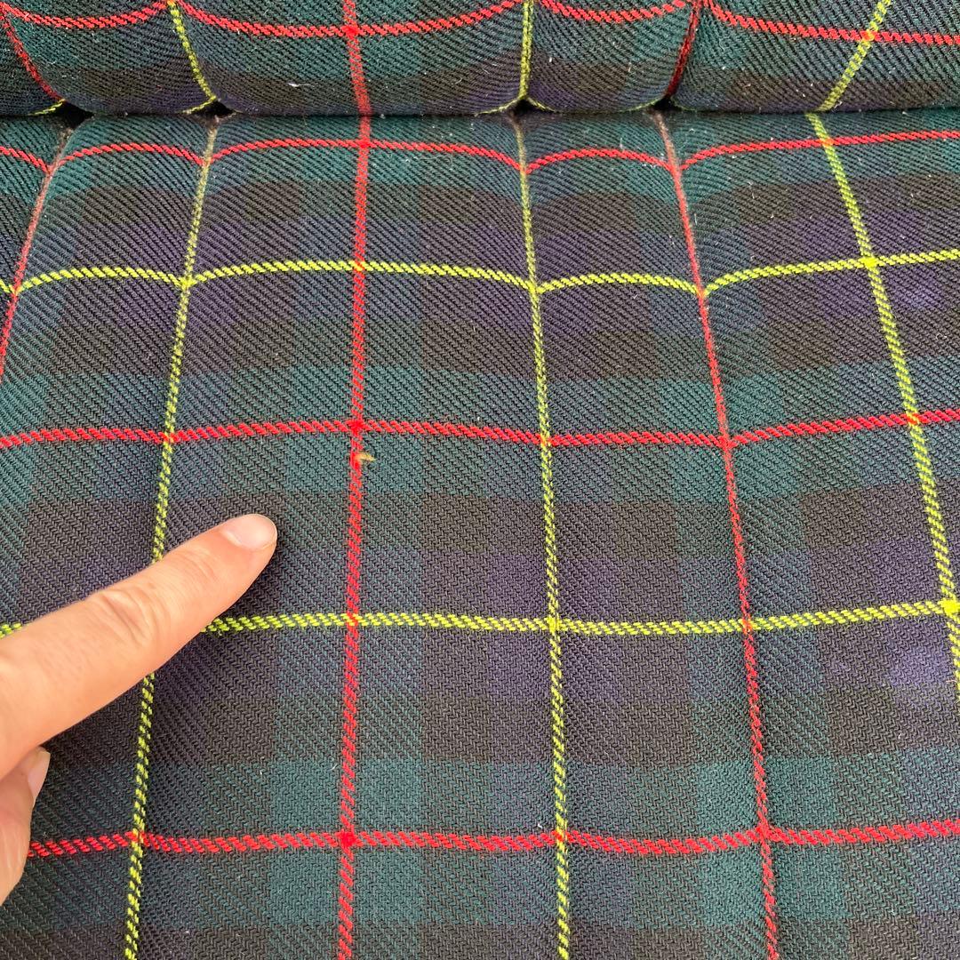 希少 昭和 タータンチェック柄 3人掛けソファ