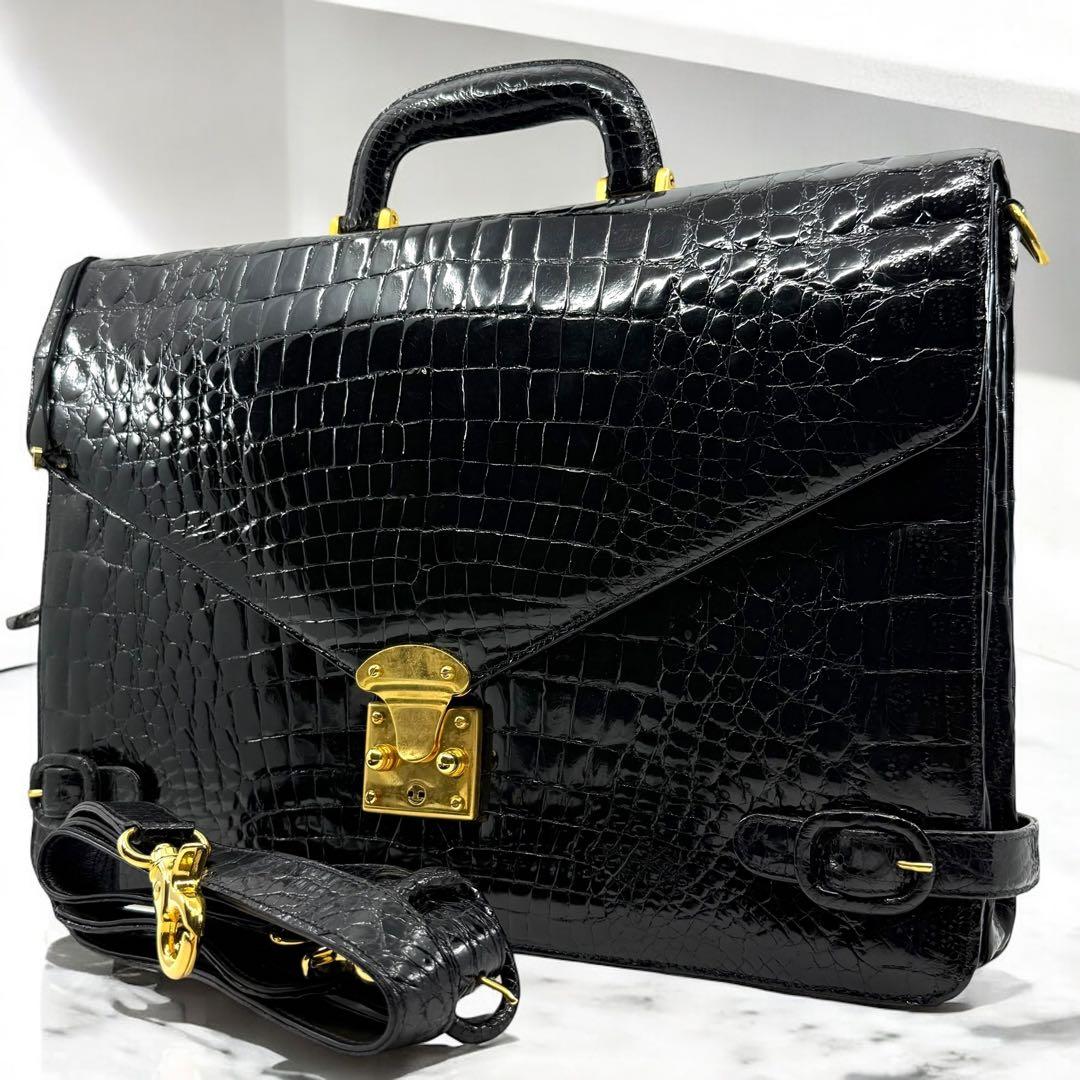 【最高峰】CITE認定　クロコダイル　ビジネスバッグ　トート　ショルダー　A4