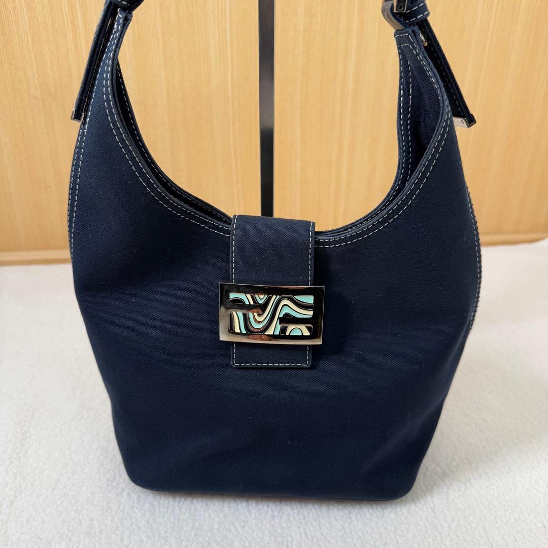 Fendi フェンディ デニム ハンドバッグ ネイビー マンマバケット