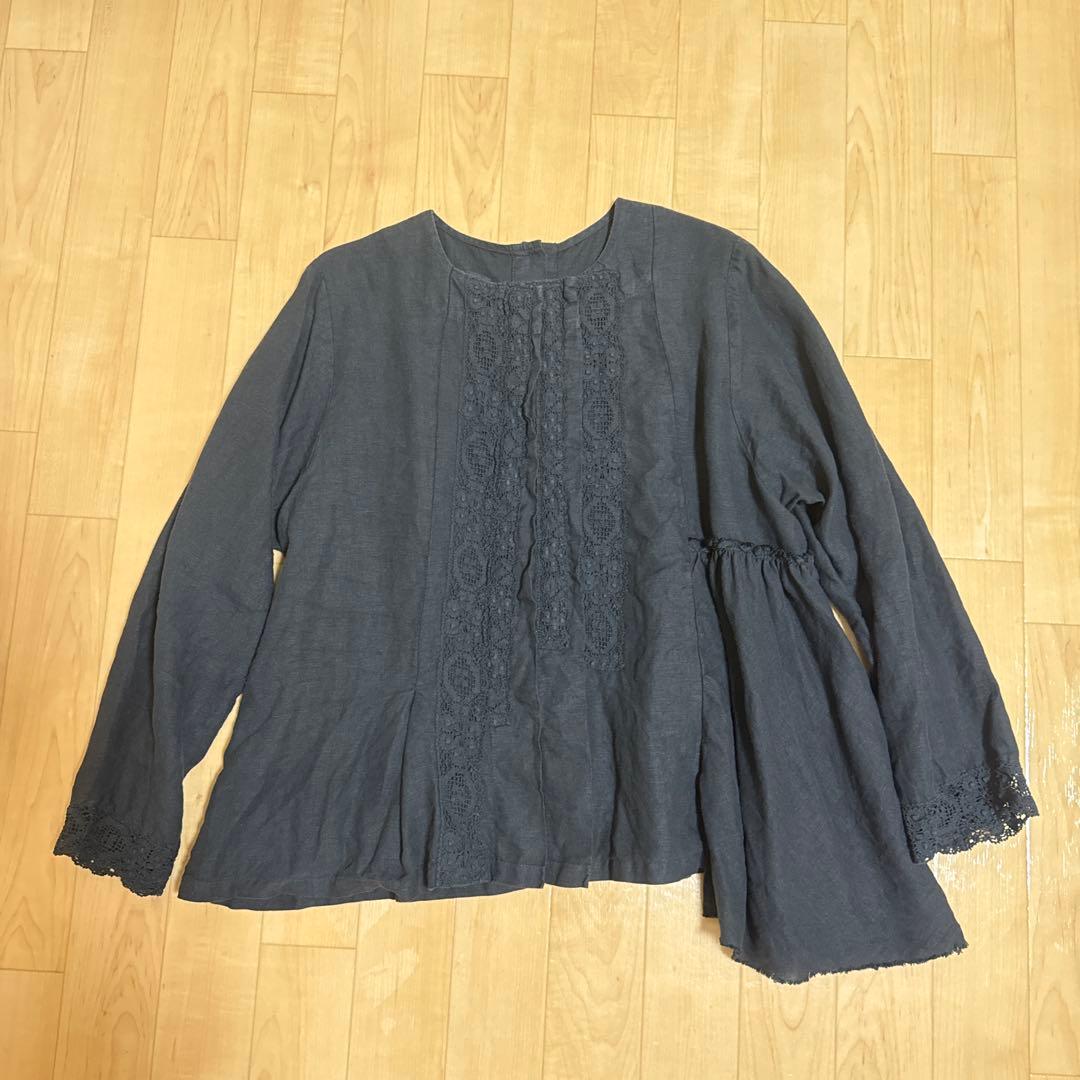 ネストローブ　nestRobe リネン クルーニーレースブラウス