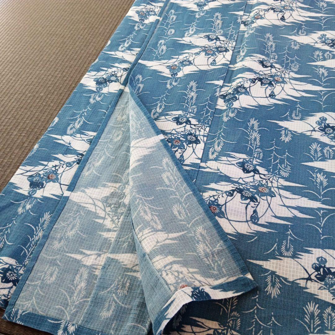 p*ん様 竺仙？　綿紅梅　紅梅小紋　ススキにキキョウ　秋草柄