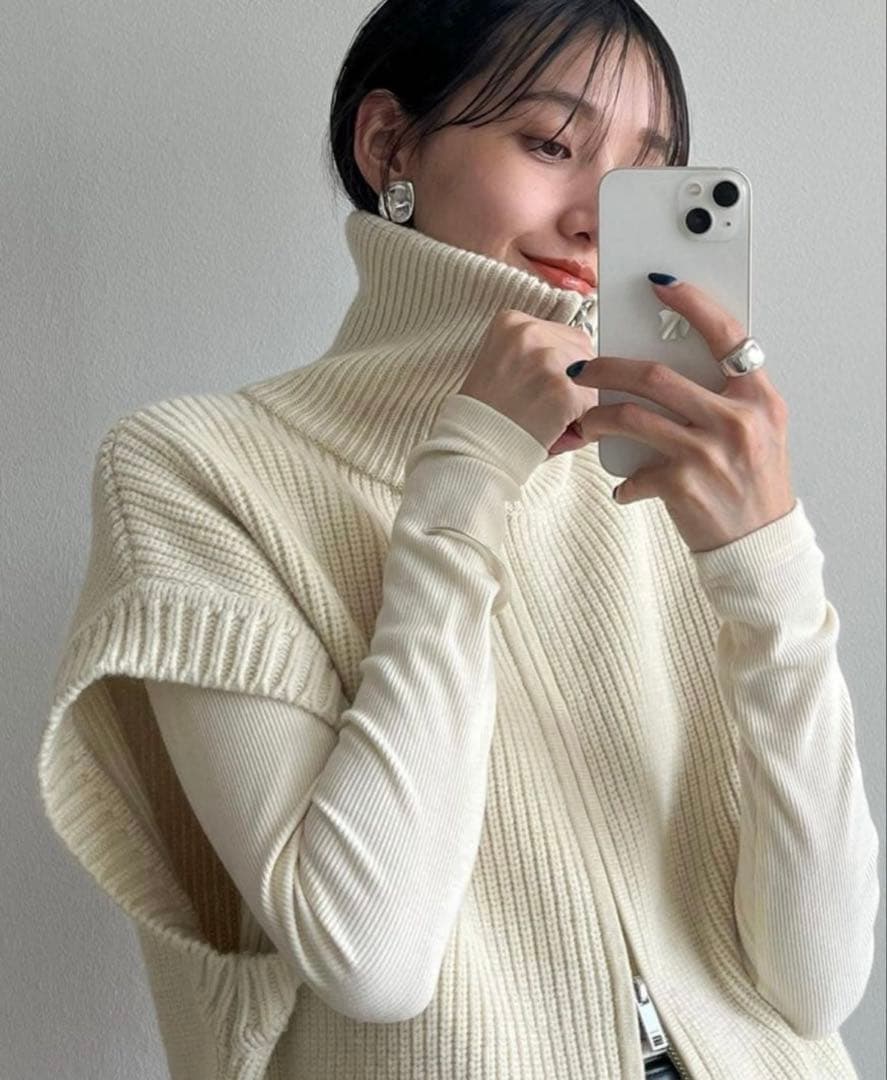 トップス CLANE ZIP COLLAR KNIT VEST 1