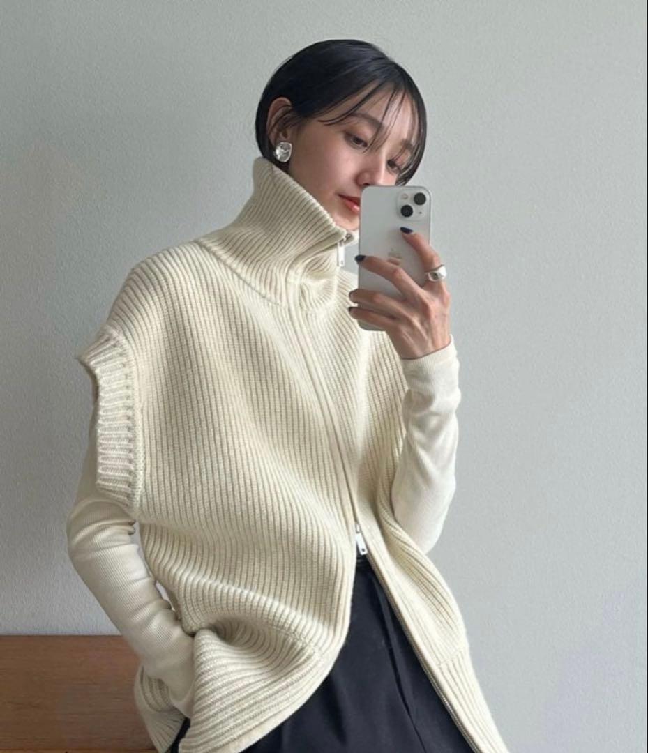 トップス CLANE ZIP COLLAR KNIT VEST 1