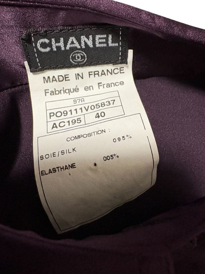CHANEL 97A シルクブラウス パープル 40M フランス製 ヴィンテージ