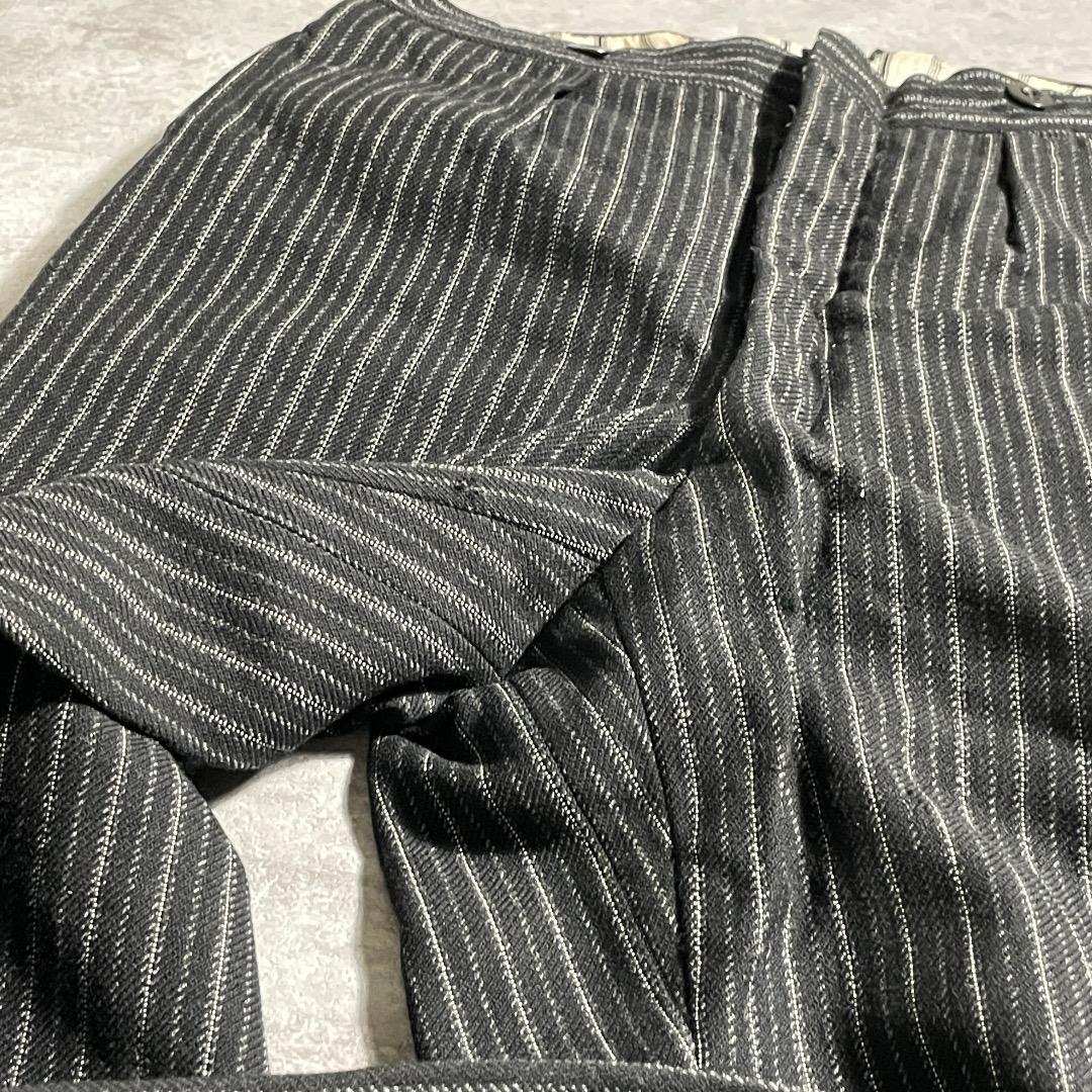 40s フレンチワーク ストライプ ブラック ワークパンツ