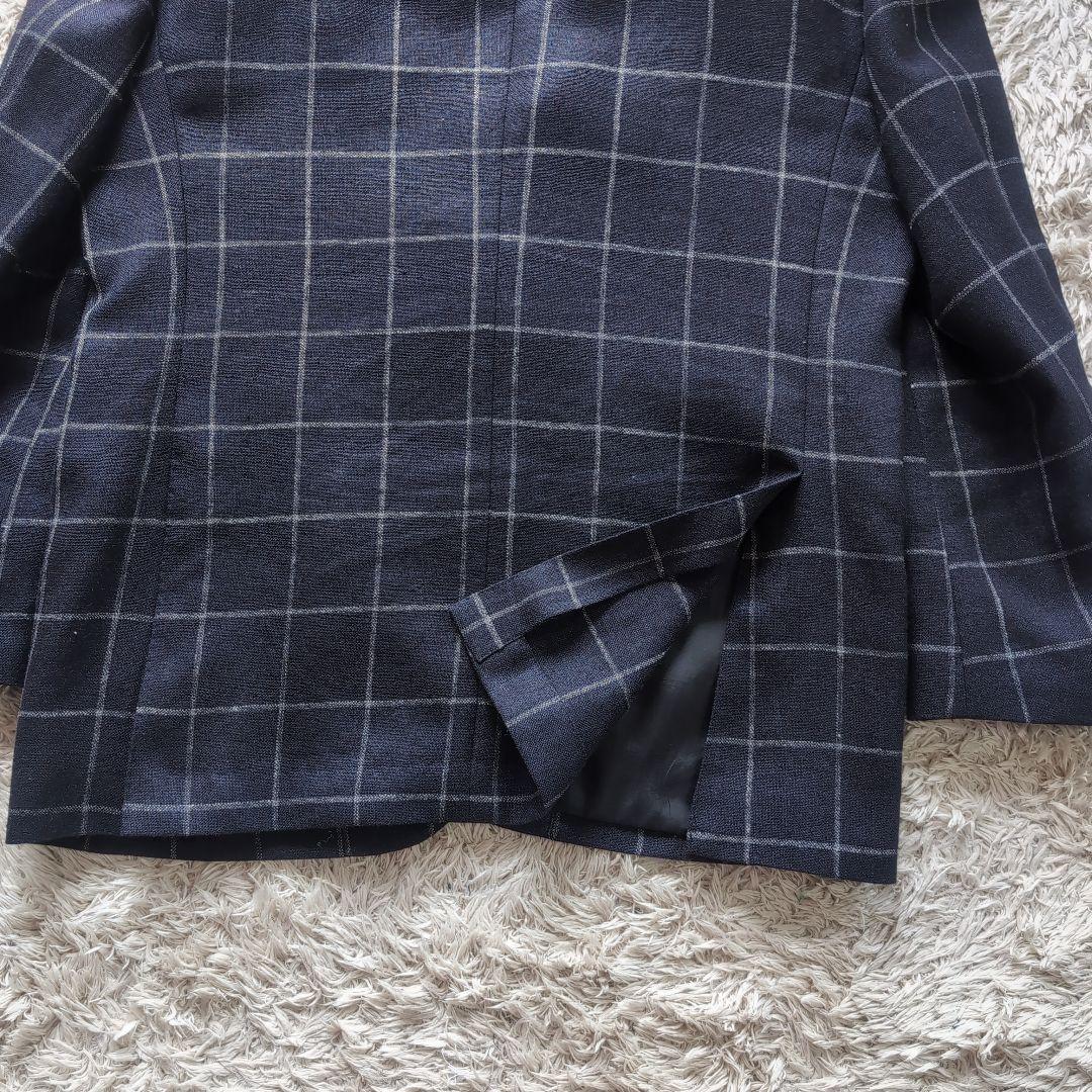 SAVILE ROW チェック柄ビジネスジャケット　AB5　綿麻　ビジカジ