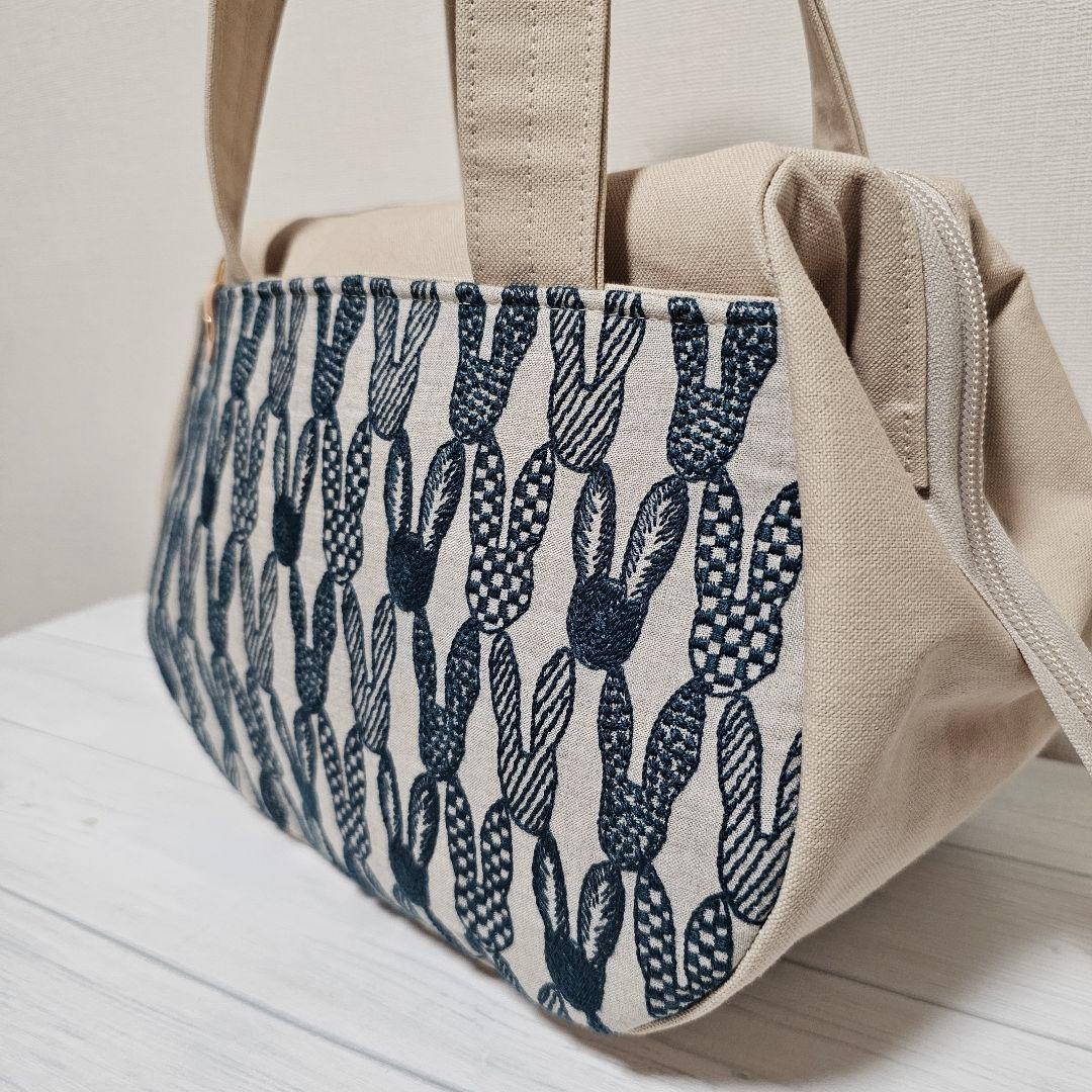 p.ぽってりボストンL ポンピア ベージュ ミナペルホネン ハンドメイド