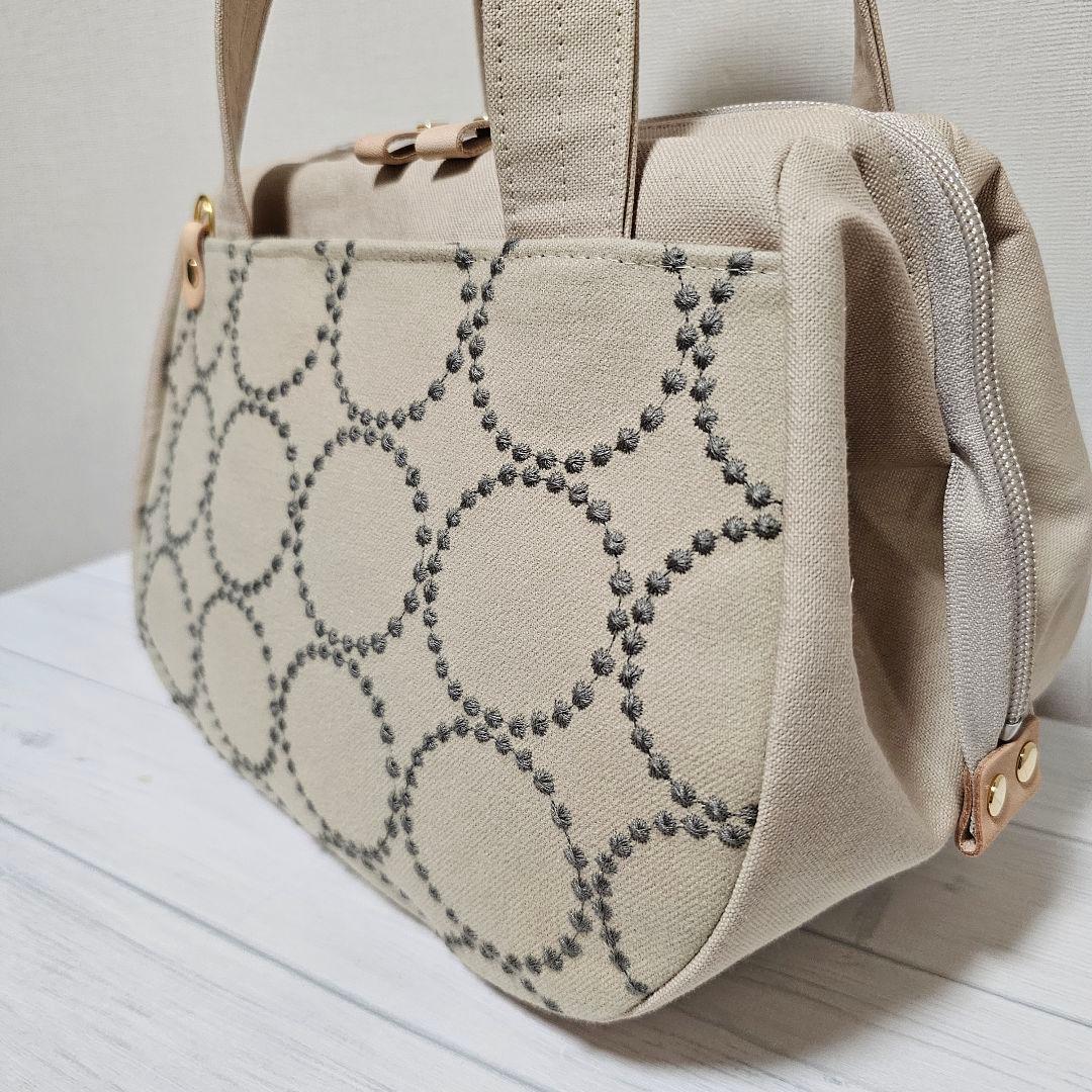 p.ぽってりボストンL ポンピア ベージュ ミナペルホネン ハンドメイド