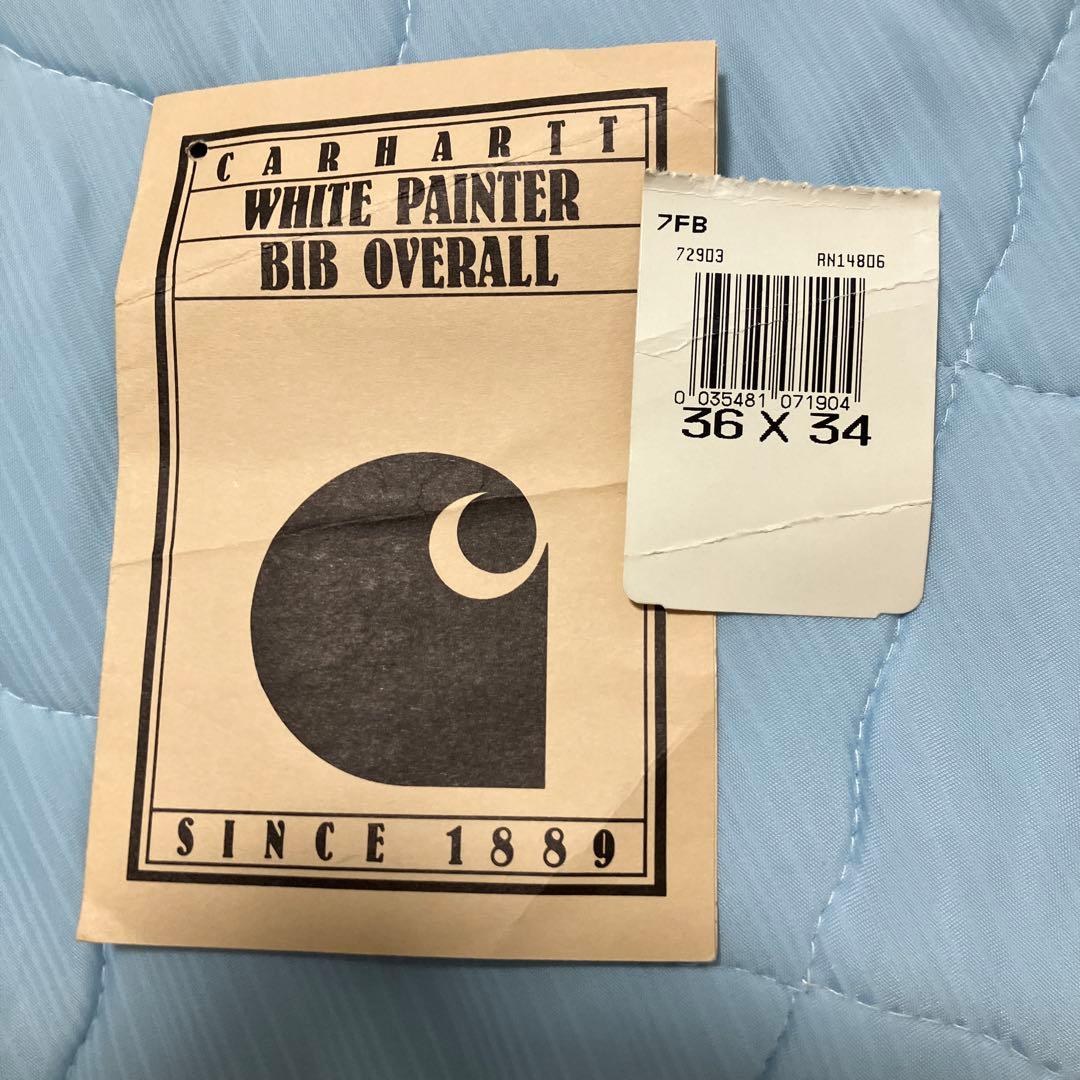 80s 星タグカーハート オーバーオール 生成りUSA製 デッドストック試着のみ