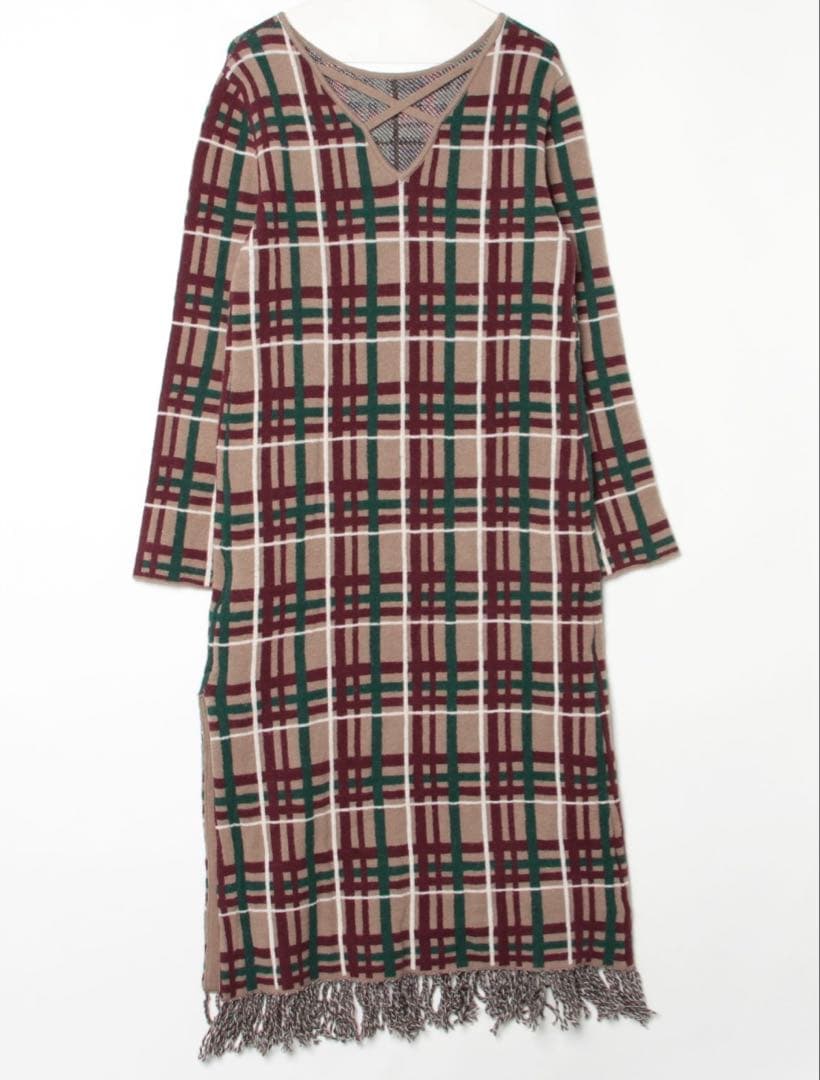 ワンピース Ameri 2WAY HANDWRITING CHECK KNIT DRESS